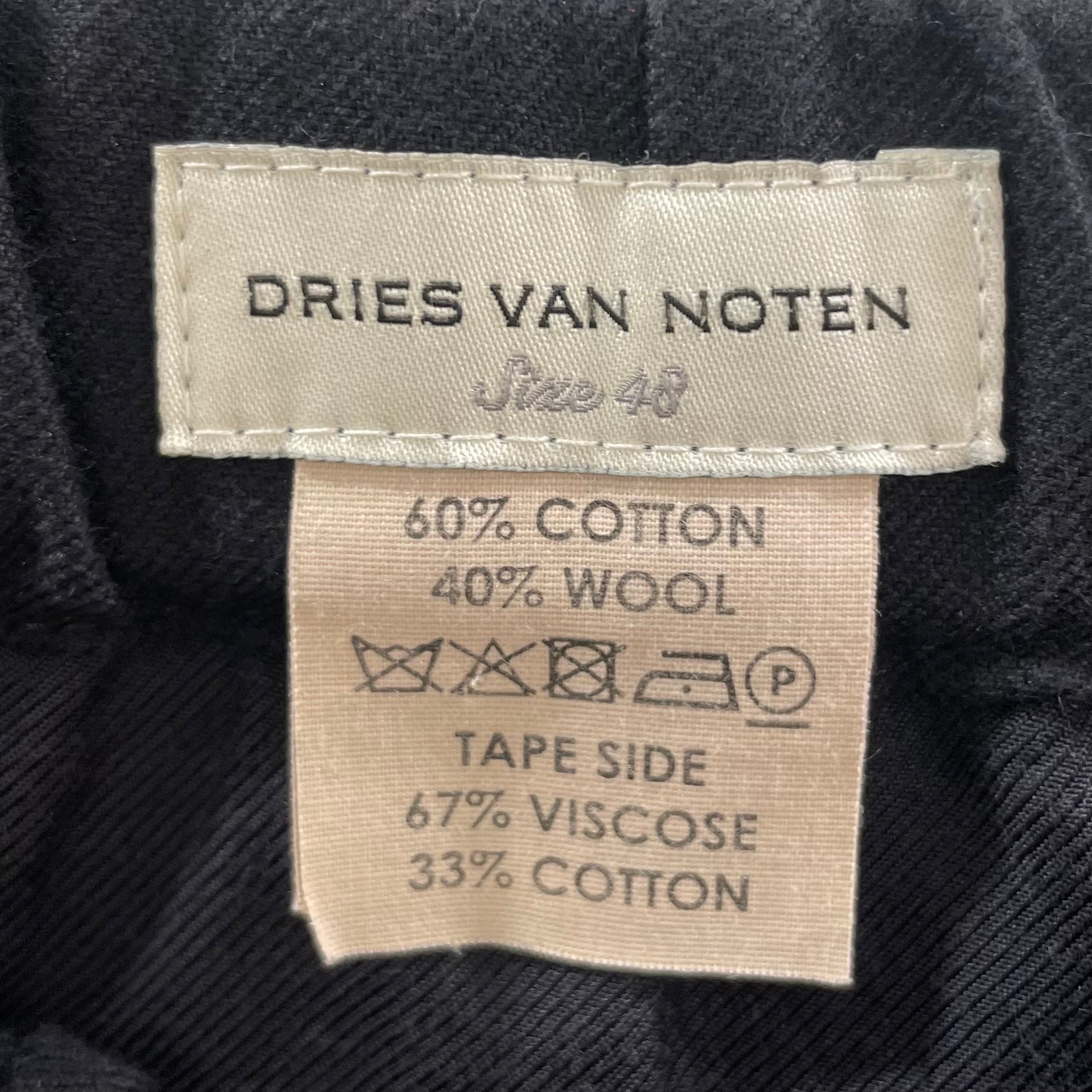 DRIES VAN NOTEN/Straight Pants/48/Cotton/NVY/Chino/Stripe on the side 40% wool view 3