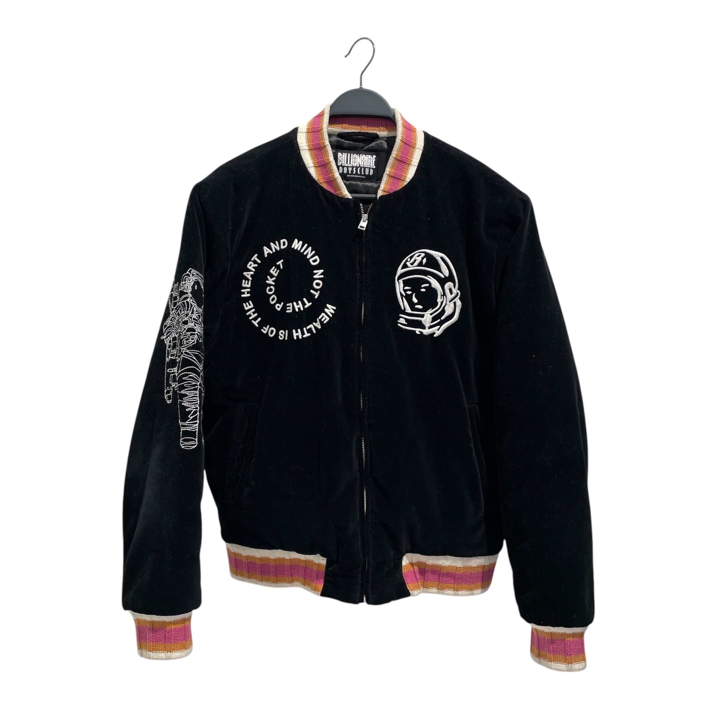 BILLIONAIRE BOYS CLUB/Souvenir Jkt/Polyester/BLK/All Over Print/BB Wealth Velour Bomber view 1