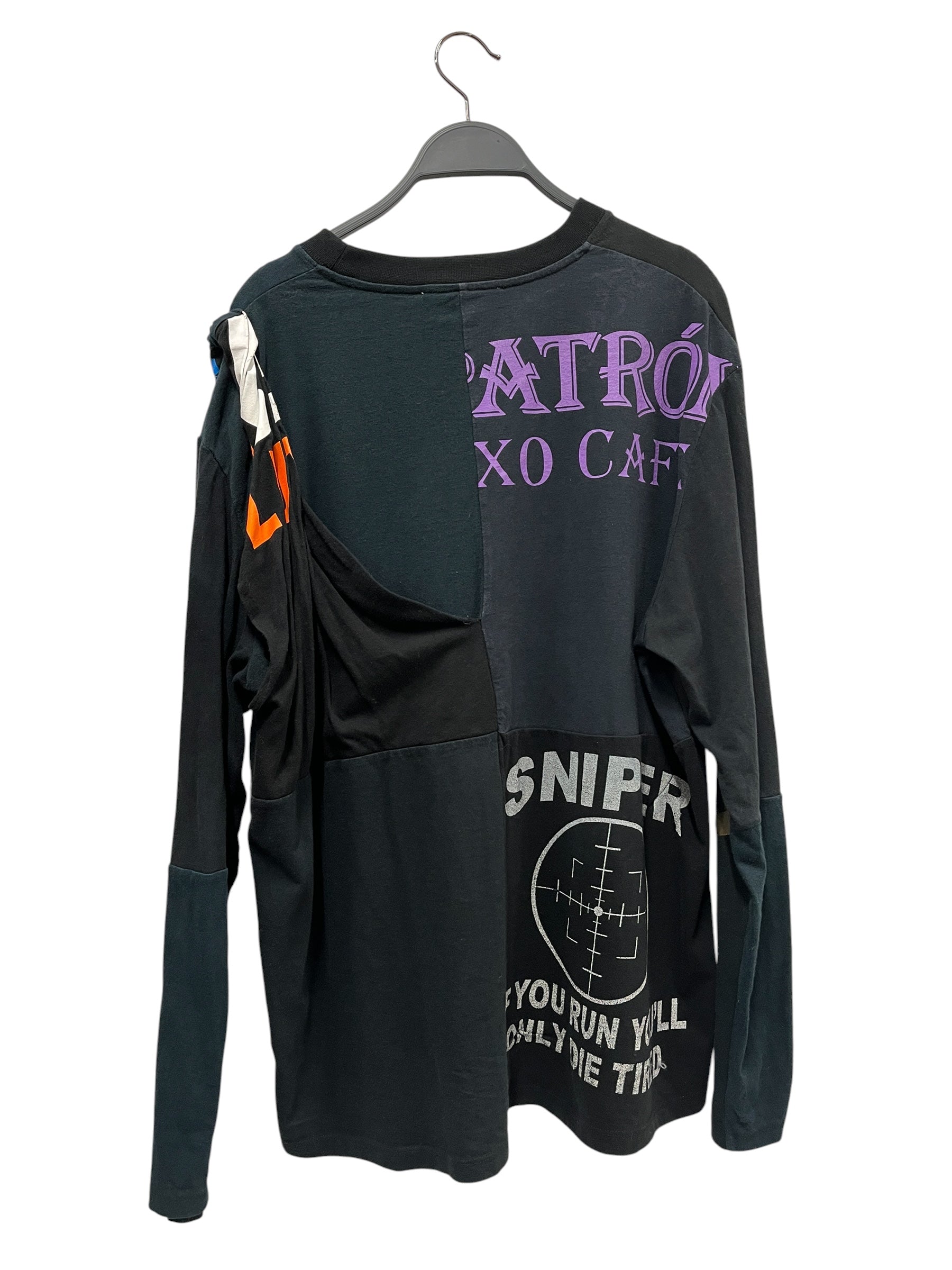 MARINE SERRE/LS Cut & Sew/XL/Cotton/BLK/REGENRATED PATCHWORK TEE view 2