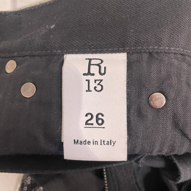 R13/Straight Pants/26/Cotton/BLK/SEQUIN
