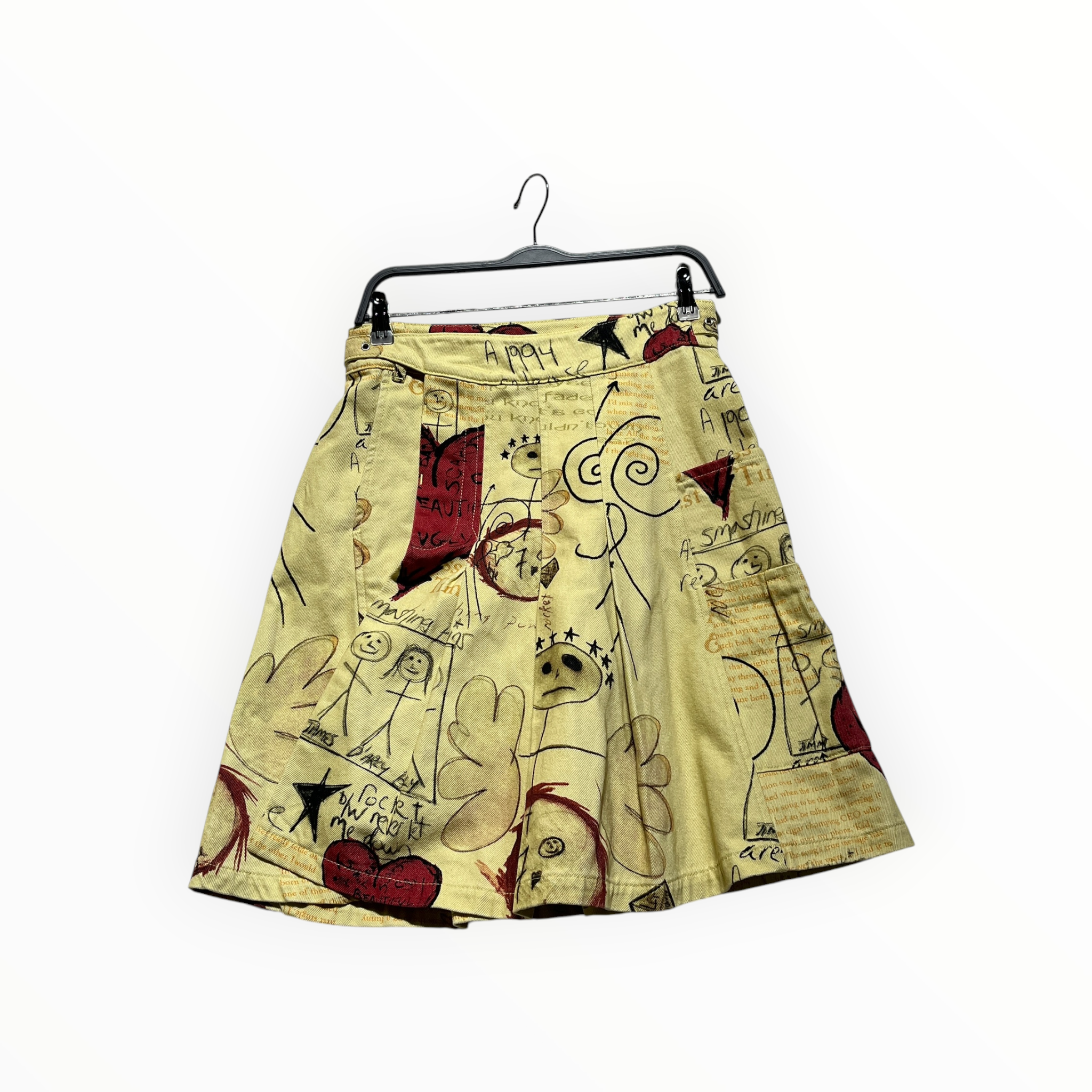 Heaven By Marc Jacobs/Long Skirt/S/All Over Print/Denim/YEL/Midi Length/SMASHINGPUMPKINS/PLEATED view 2