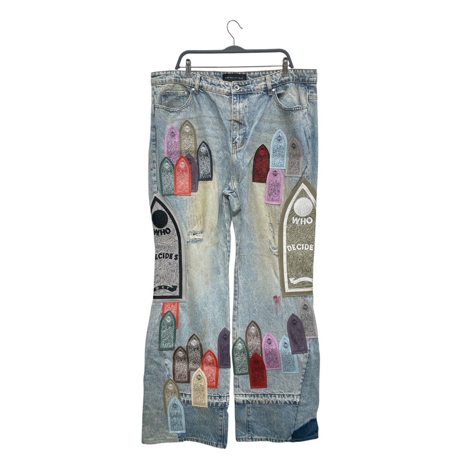 WHO DECIDES WAR/Pants/40/Denim/IDG/Distressed/MLT CATHEDRAL PATCH view 1