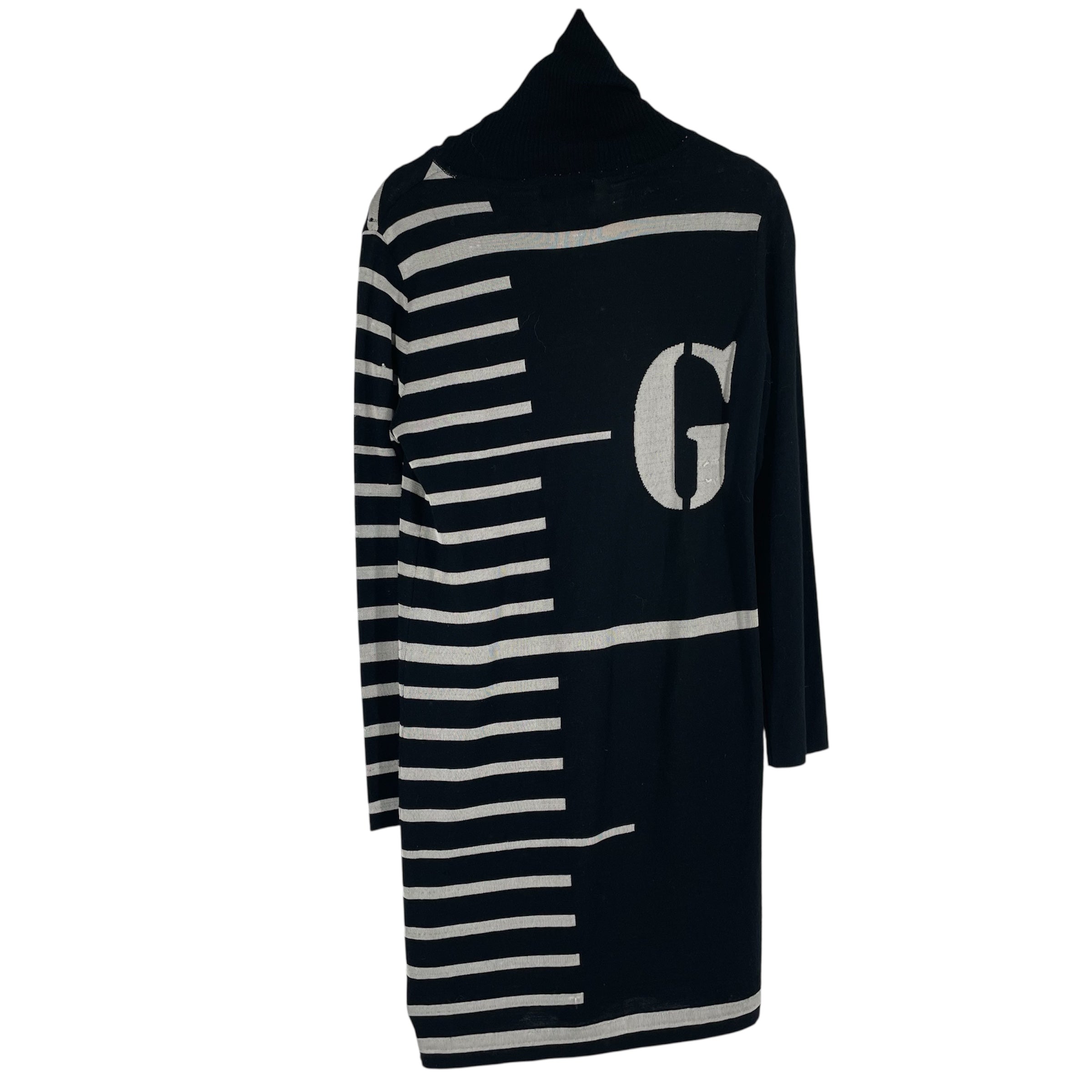 Jean Paul Gaultier/LS Dress/40/Stripe/Wool/BLK/JPM006/7/TURTLE NECK DRESS view 2