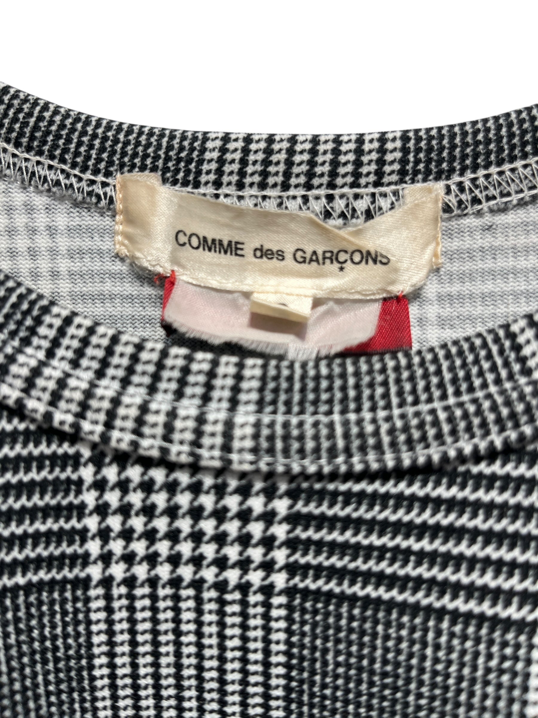 COMME des GARCONS/LS T-Shirt/S/Houndstooth Check/Polyester/BLK/IKRAM TOP view 3