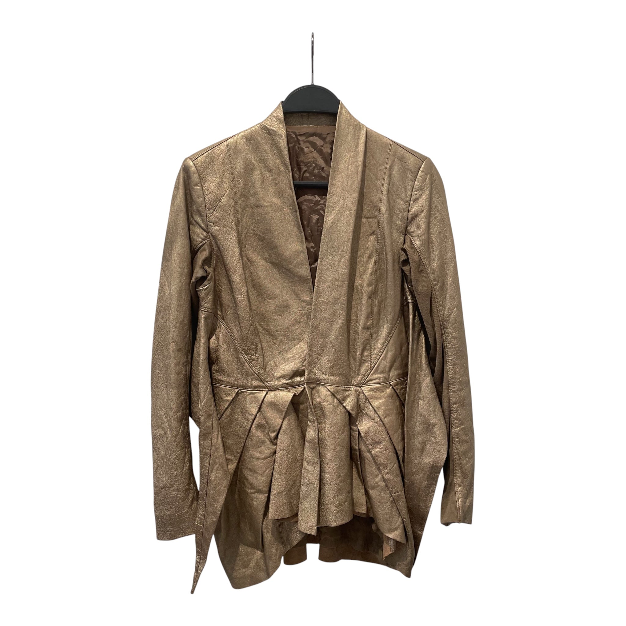 Rick Owens/Leather Jkt/40/Leather/BRW/olmar bronze pleated leather view 1