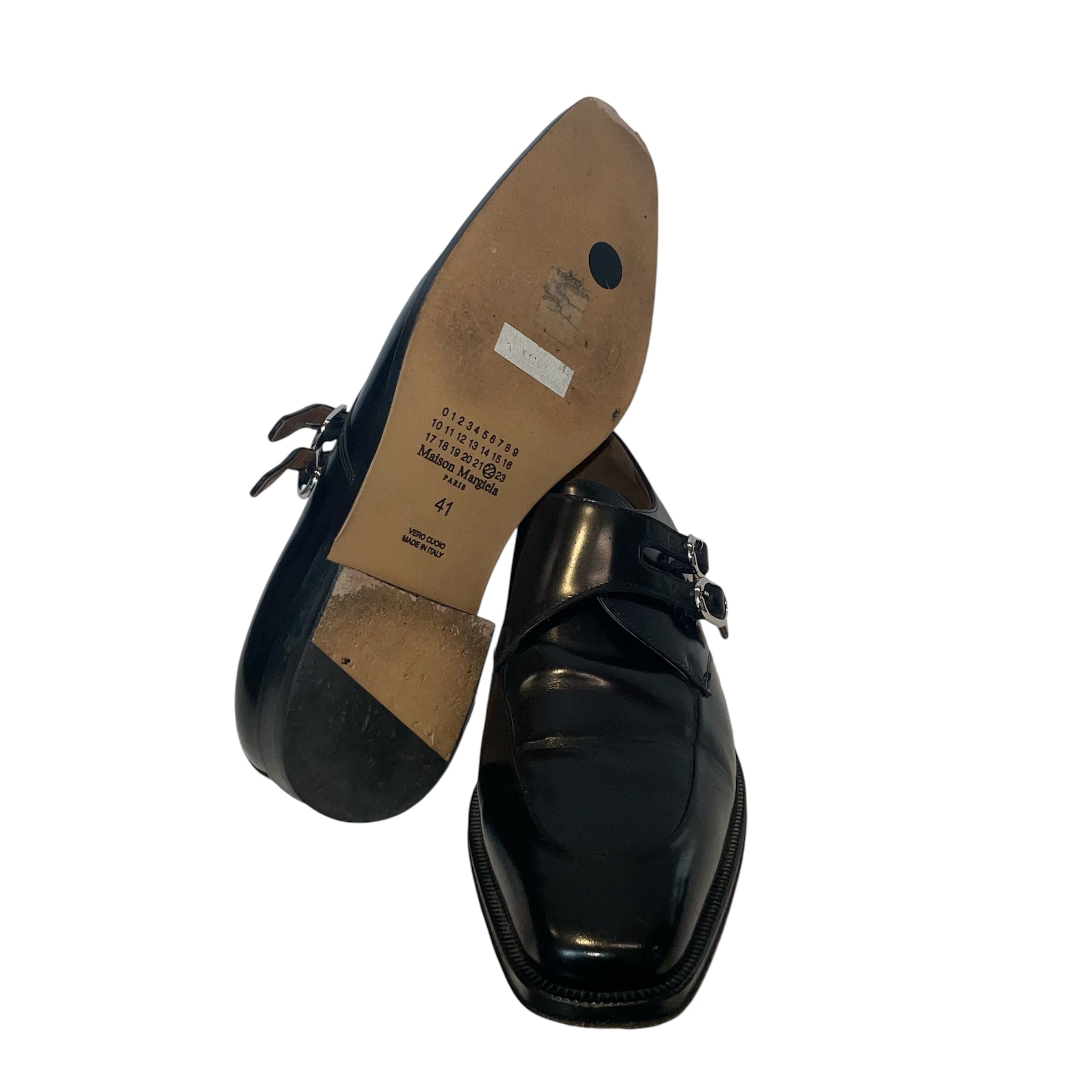Maison Margiela/Loafers/EU 41/Leather/BLK/DOUBLE BUCKLE view 4