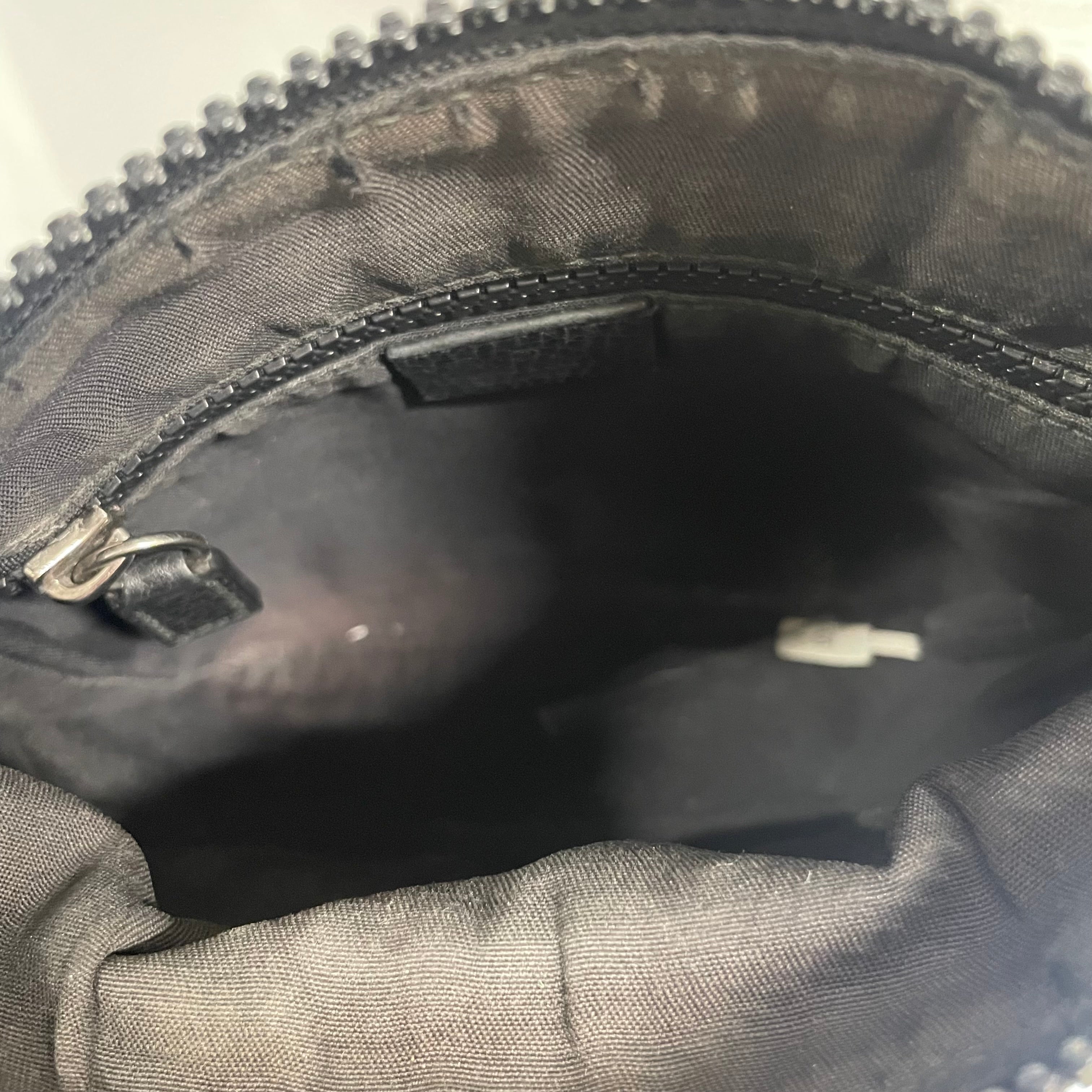 GUCCI/Cross Body Bag/Monogram/Nylon/BLK/messenger bag/gry ljne strap view 7