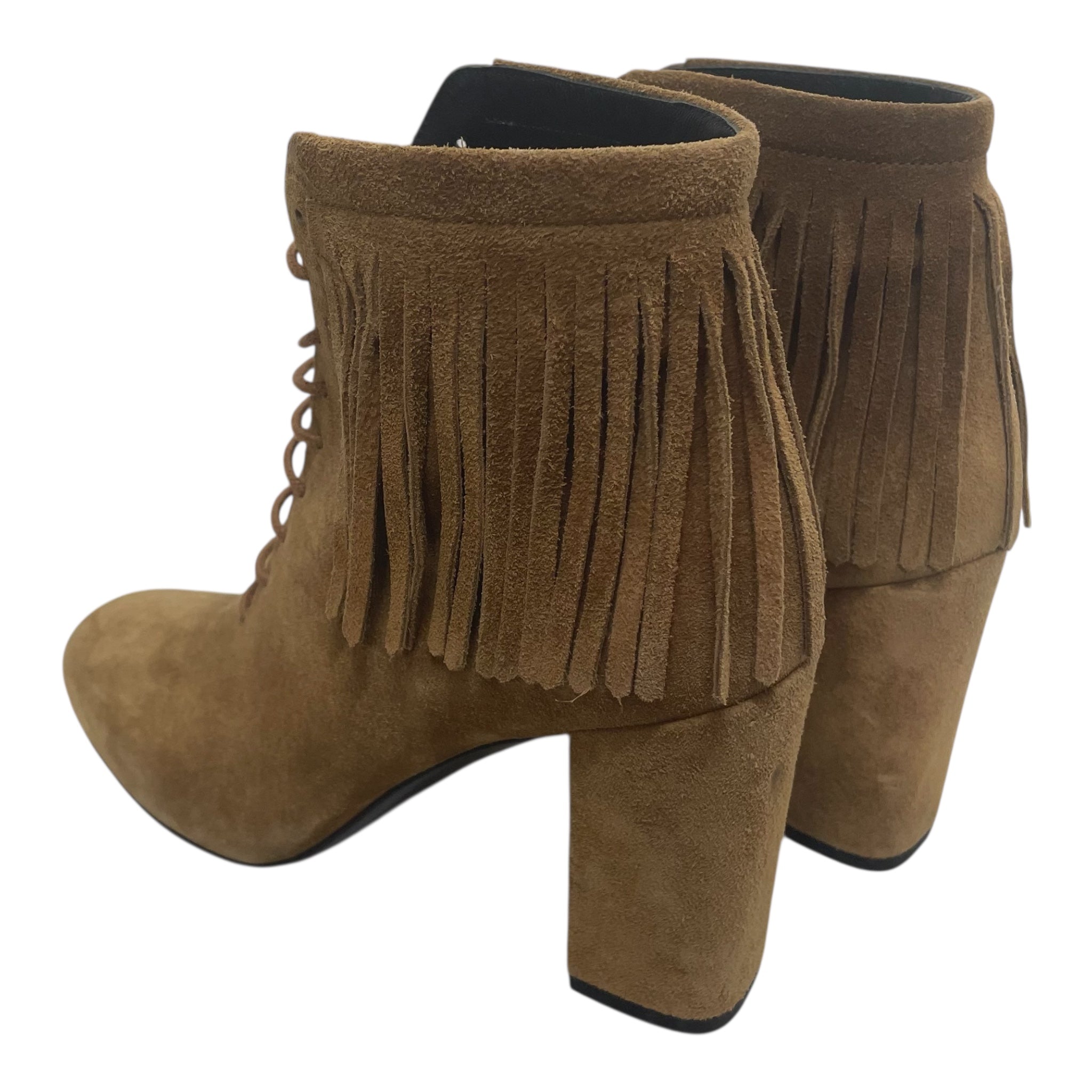 SAINT LAURENT/Heels/EU 35/Suede/CML/FRINGE HEEL BOOTS view 2