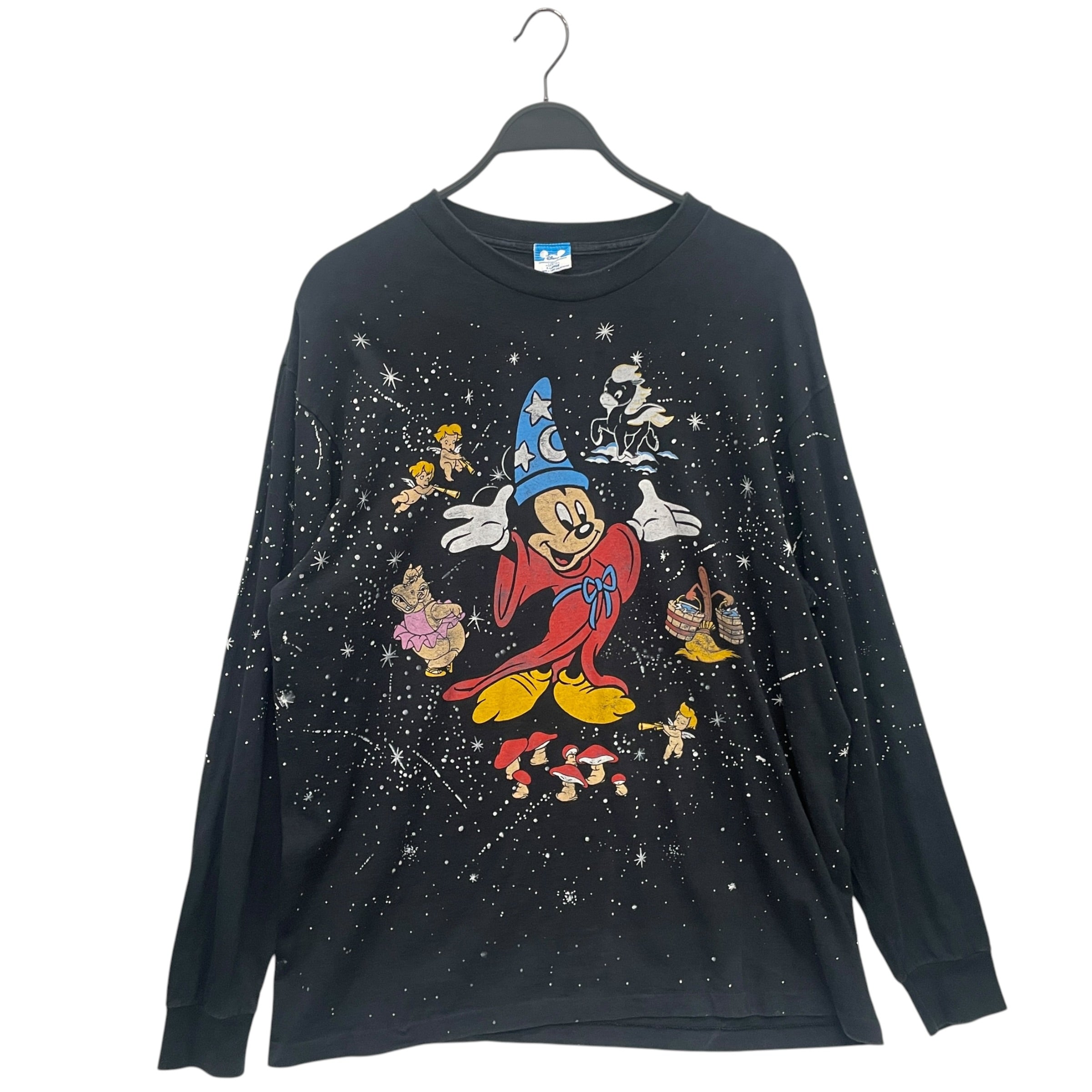 Vintage/LS T-Shirt/XL/Cotton/BLK/90'S FANTASIA SORCERER MICKEY view 1