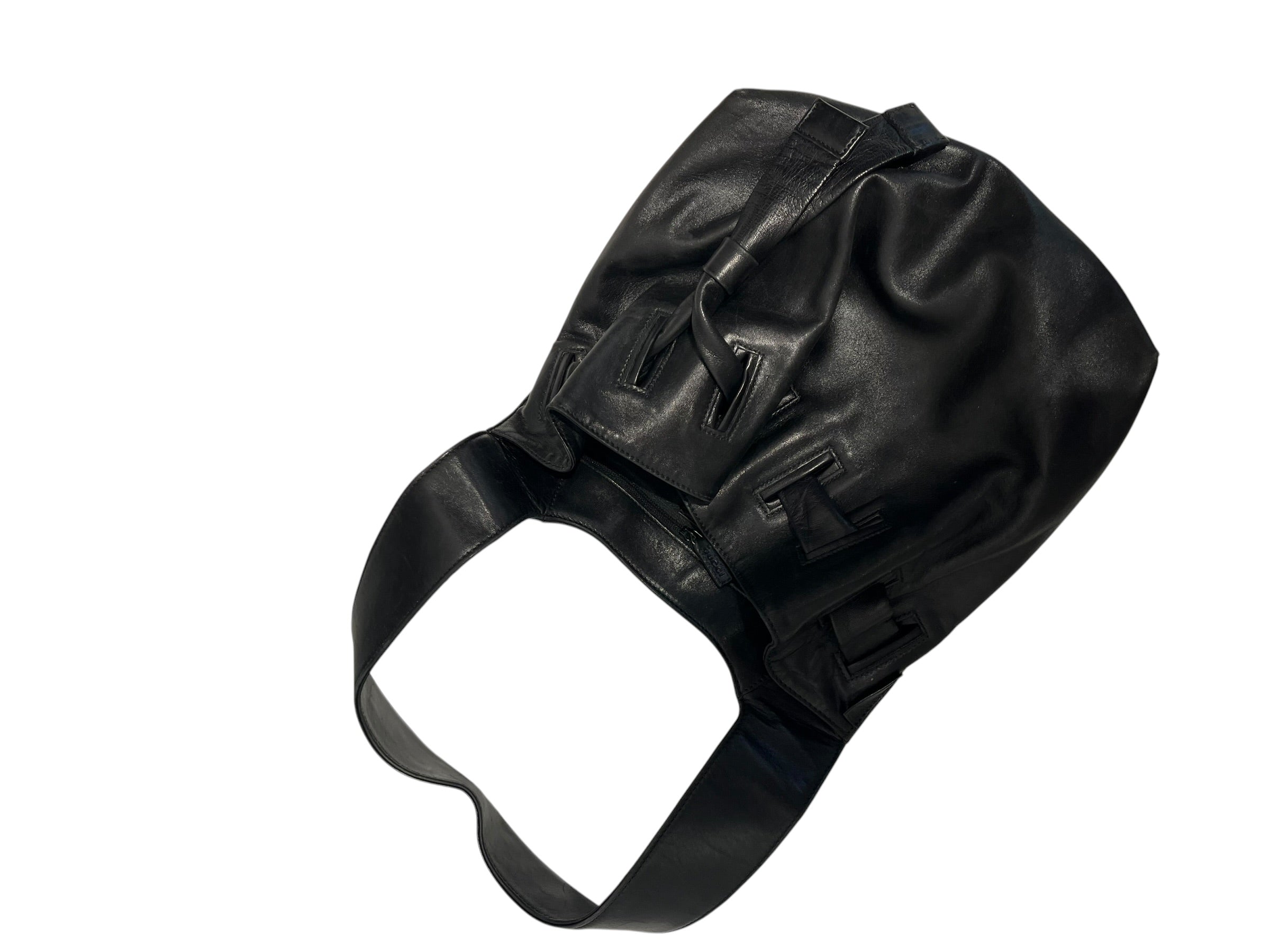 GUCCI/Hand Bag/Leather/BLK/bucket view 5