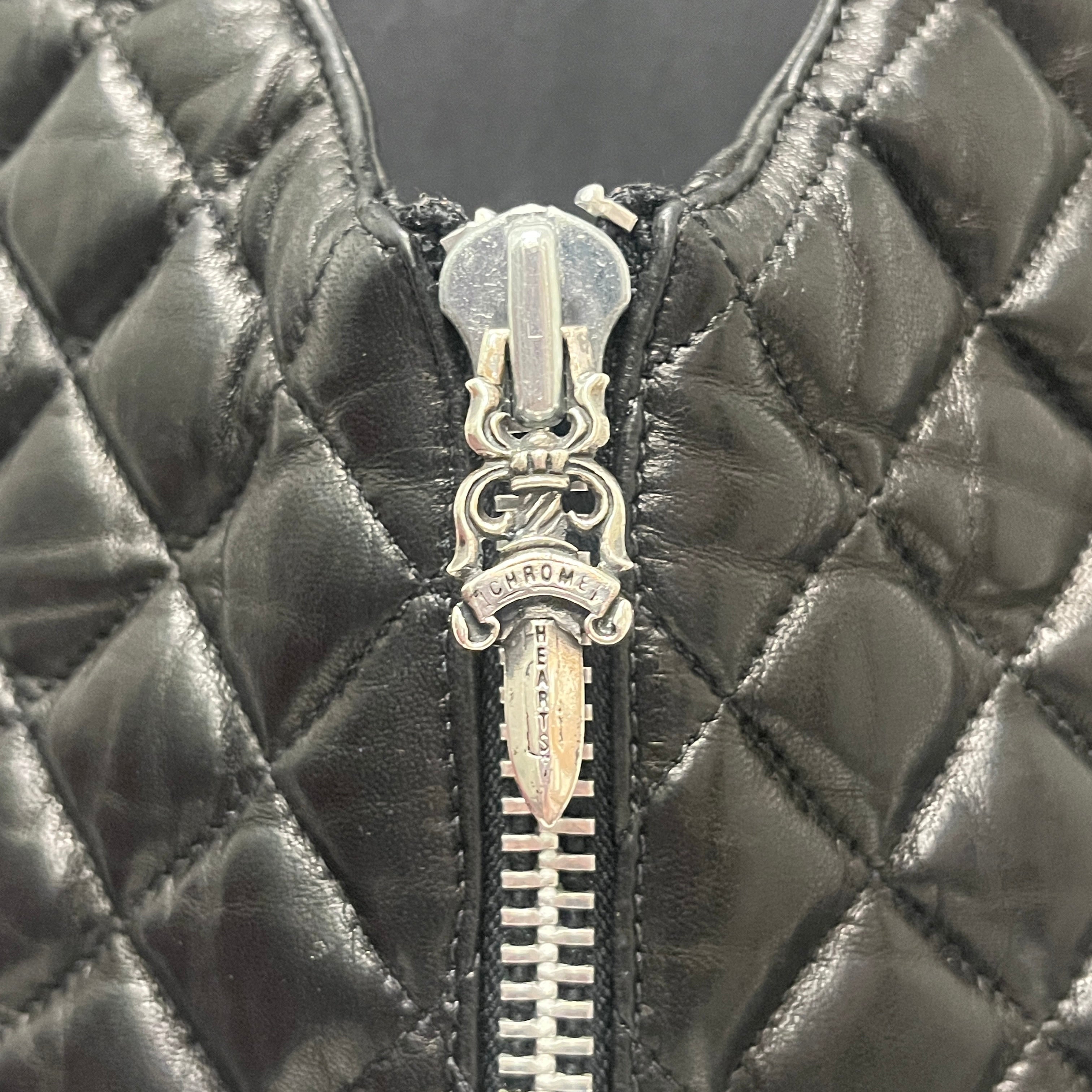 CHROME HEARTS/Quilted Vest/M/Leather/BLK/BACK CORSET/LEATHER QUILTED view 3