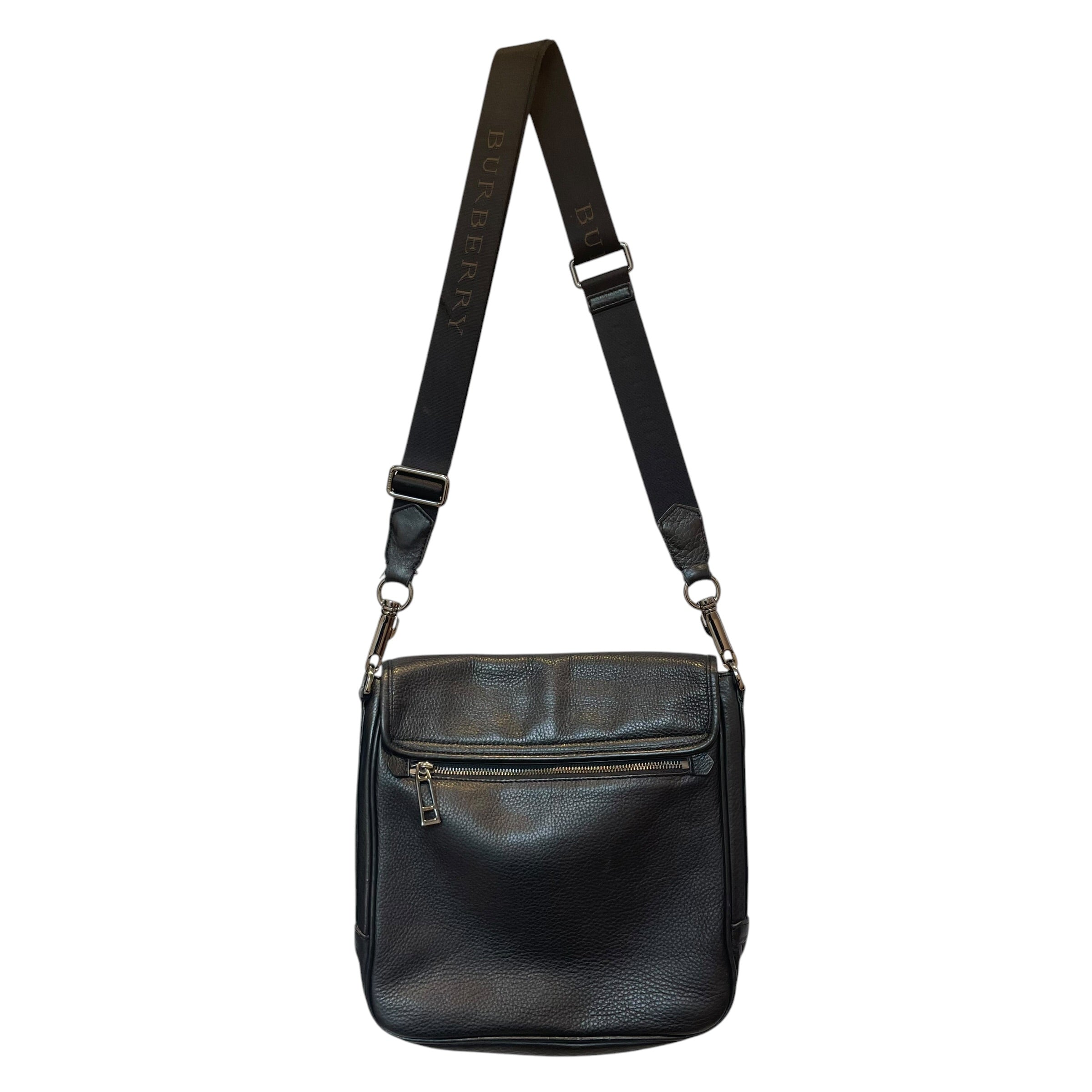 BURBERRY/Cross Body Bag/Leather/BLK/circle burberry logo view 2