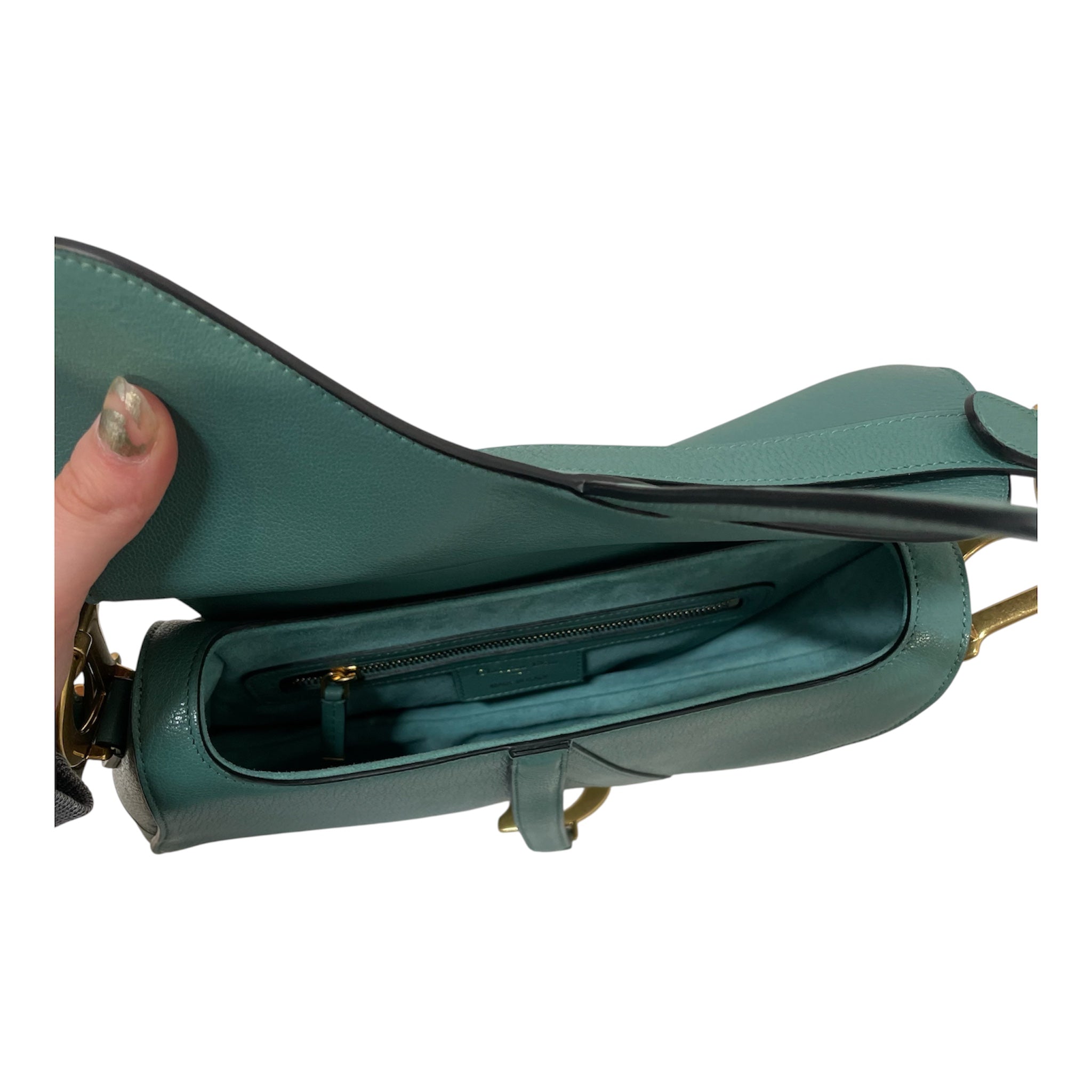 Christian Dior/Hand Bag/Leather/GRN/Saddle Gold Hardware view 4