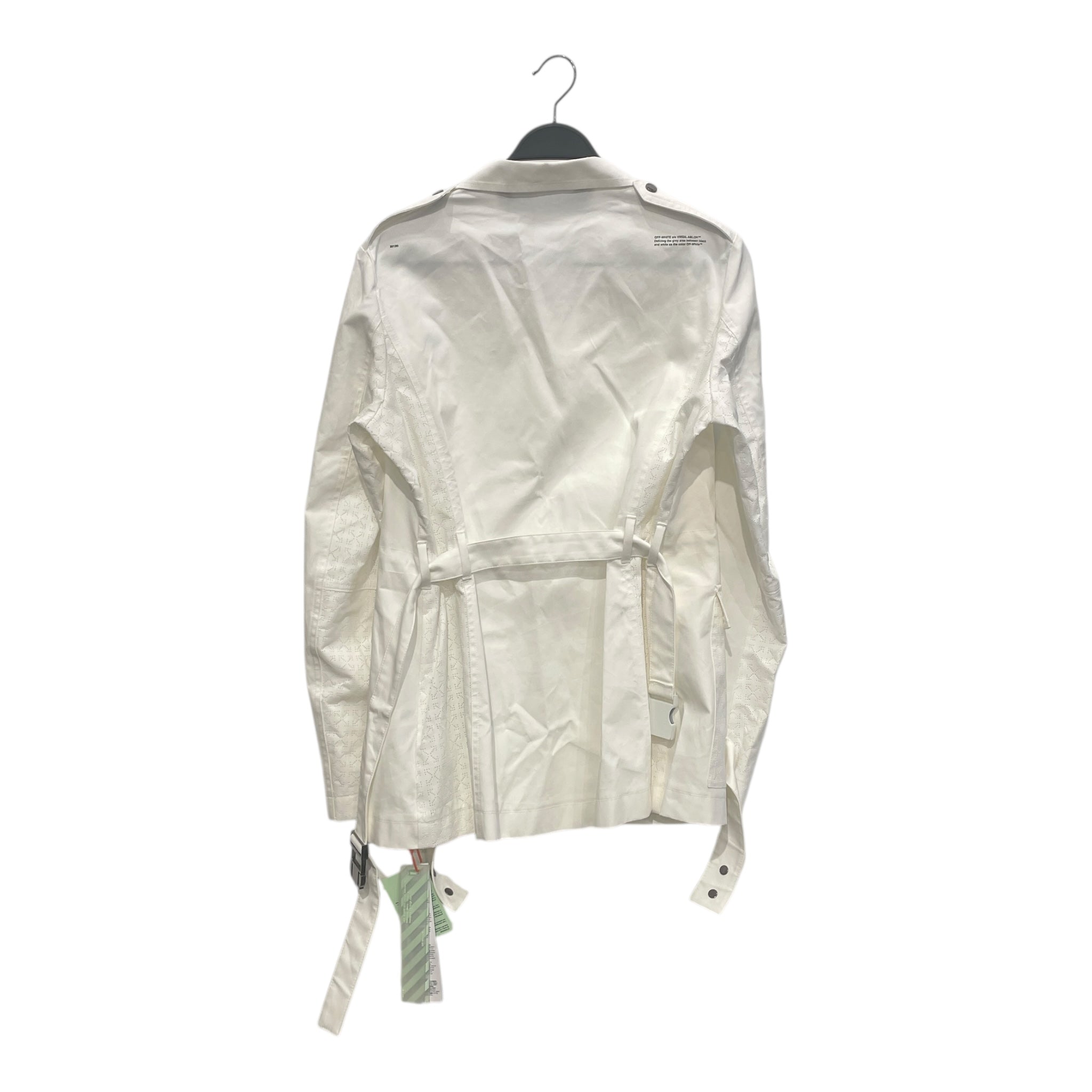 OFF-WHITE/Tailored Jkt/42/Cotton/WHT/LASER CUIT WAIST TIE COAT view 2