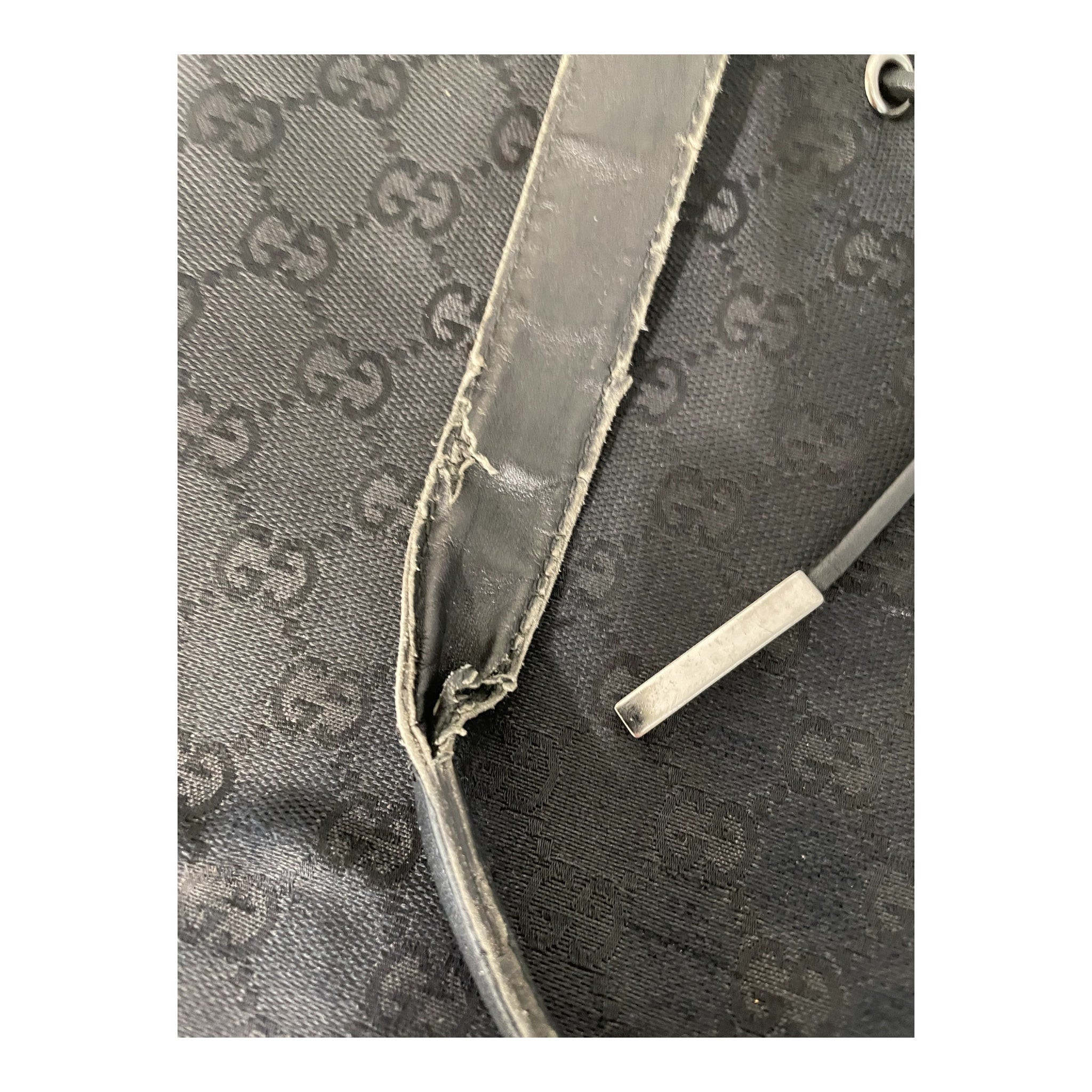 GUCCI/Bag/Monogram/Cotton/BLK/gg hobo bag view 7