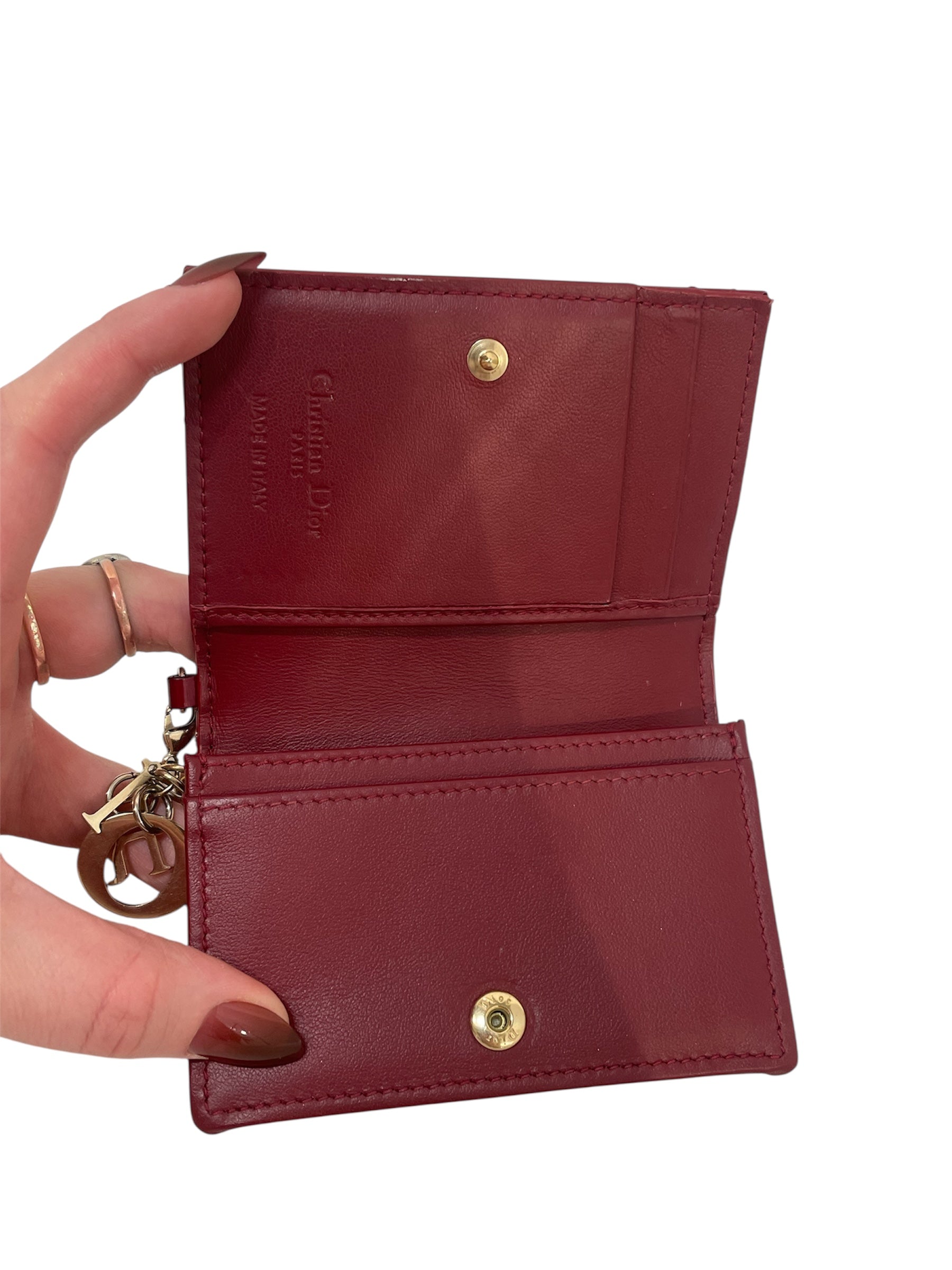 Christian Dior/Bifold Wallet/Leather/RED/PATENT CHARM WALLET view 4