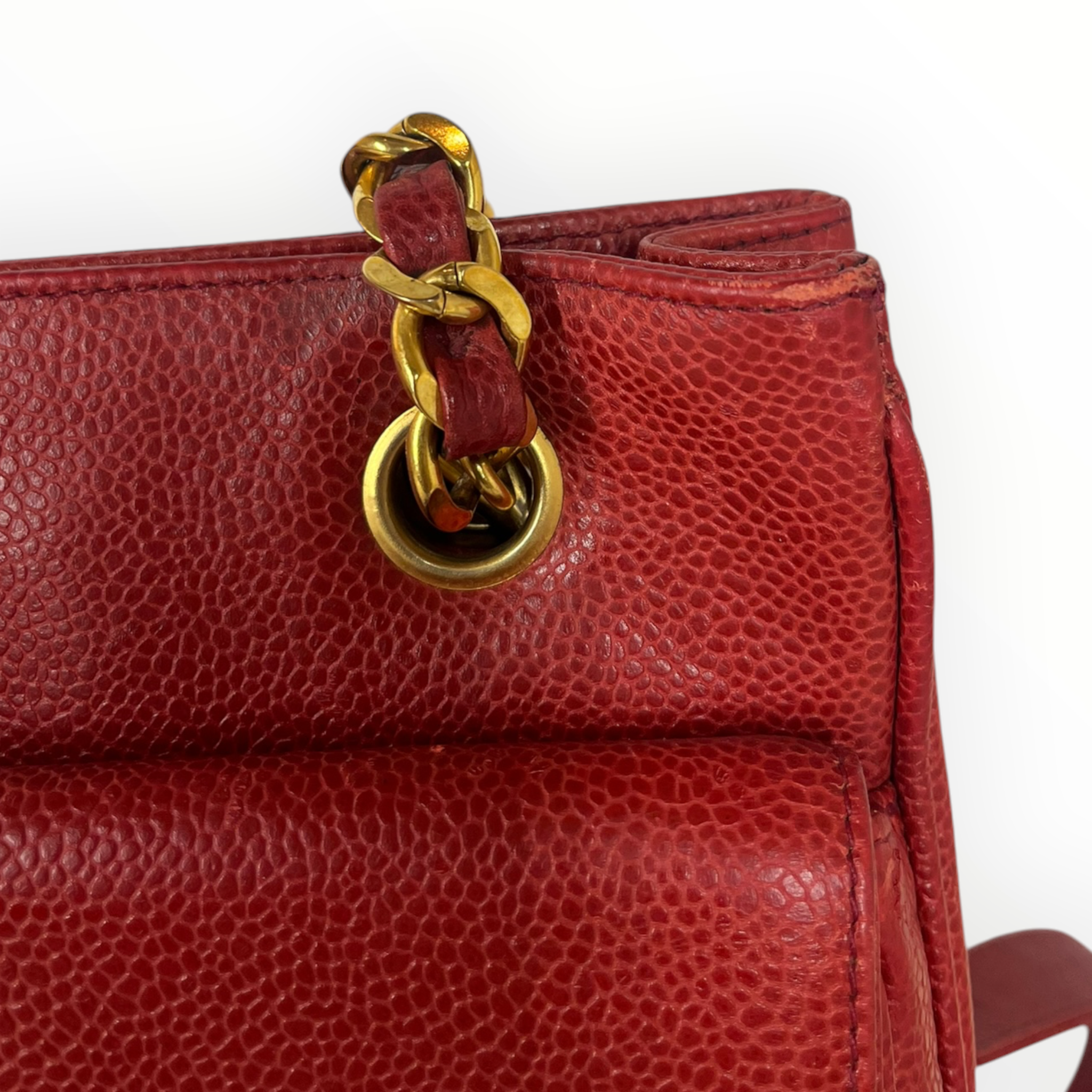 CHANEL/Tote Bag/Leather/RED/GST Cavier Tote view 8