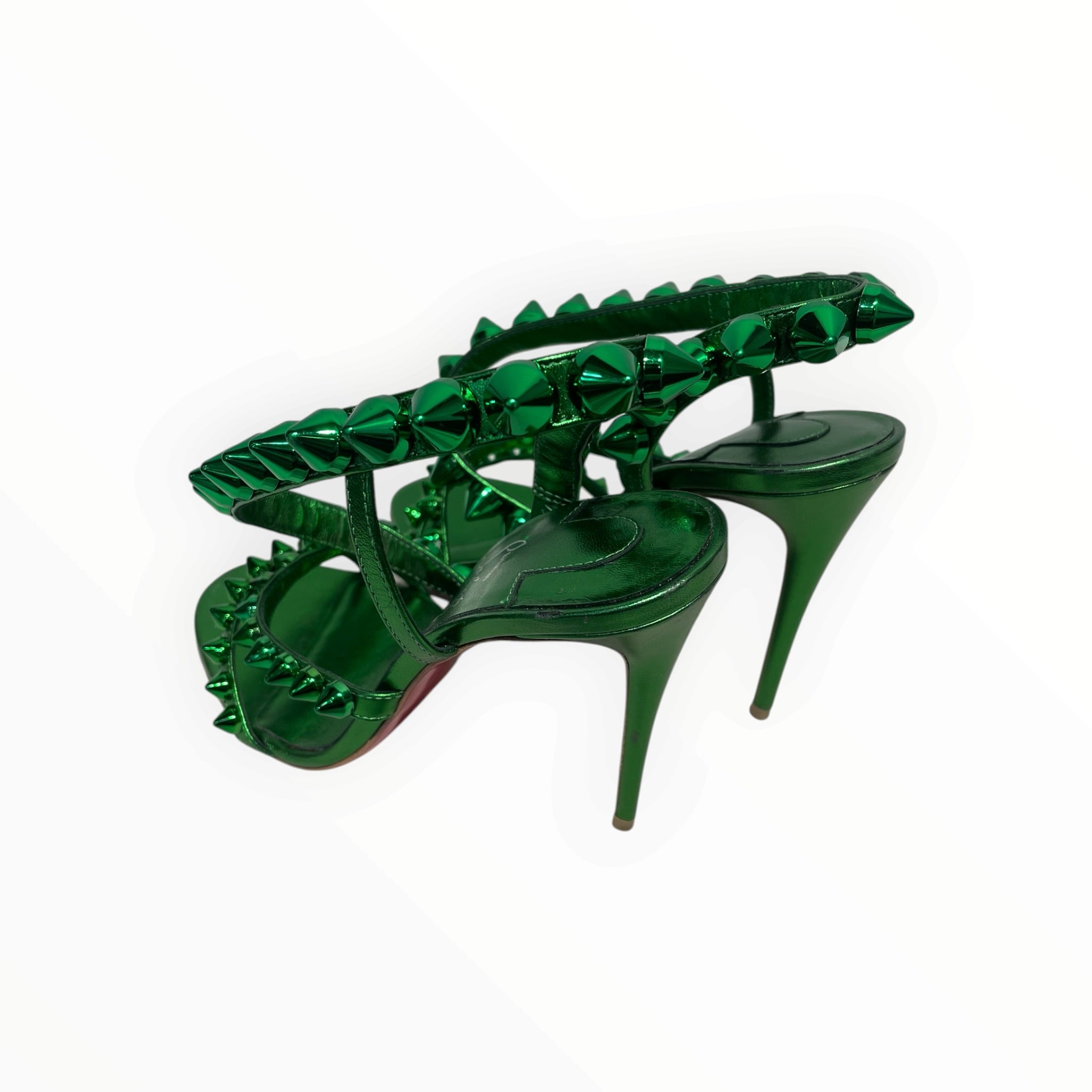 Christian Louboutin/Heels/EU 36.5/Leather/GRN/STUDDED GREEN HEELS view 2