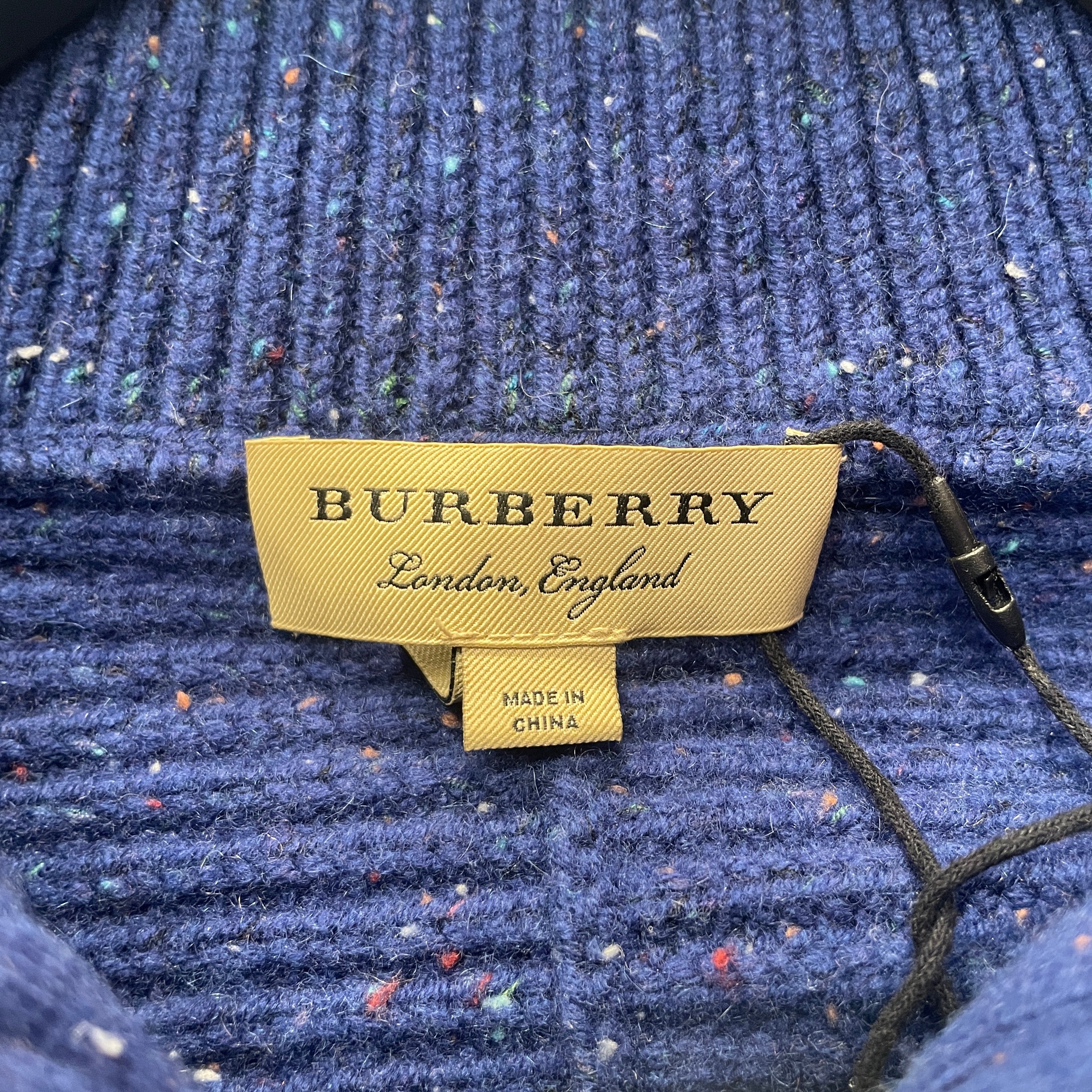 BURBERRY LONDON/Heavy Sweater/S/Wool/BLU/EMBLEM BTM R CORNER 1/4 ZIP view 3