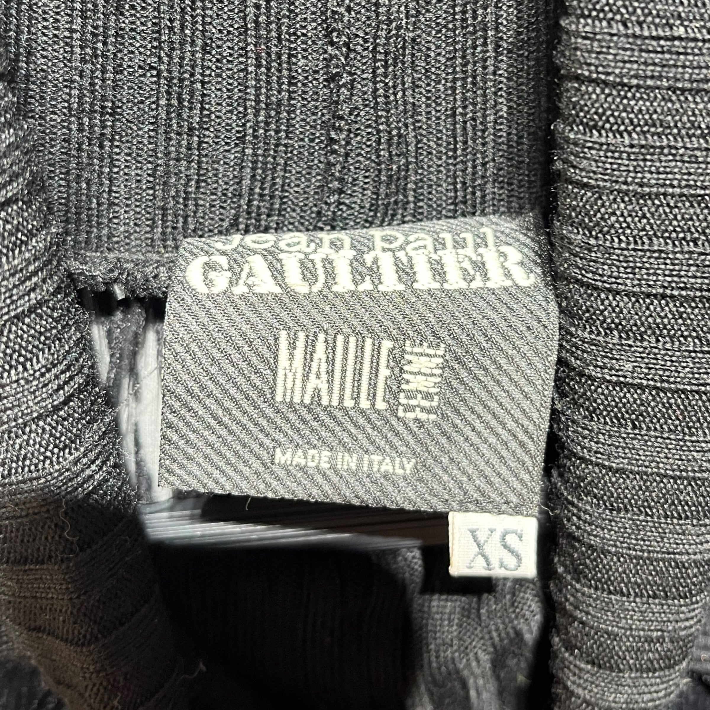 Jean Paul GAULTIER FEMME/LS Dress/XS/All Over Print/Silk/BLK/Midi Length/turtleneck / knitted trim view 3