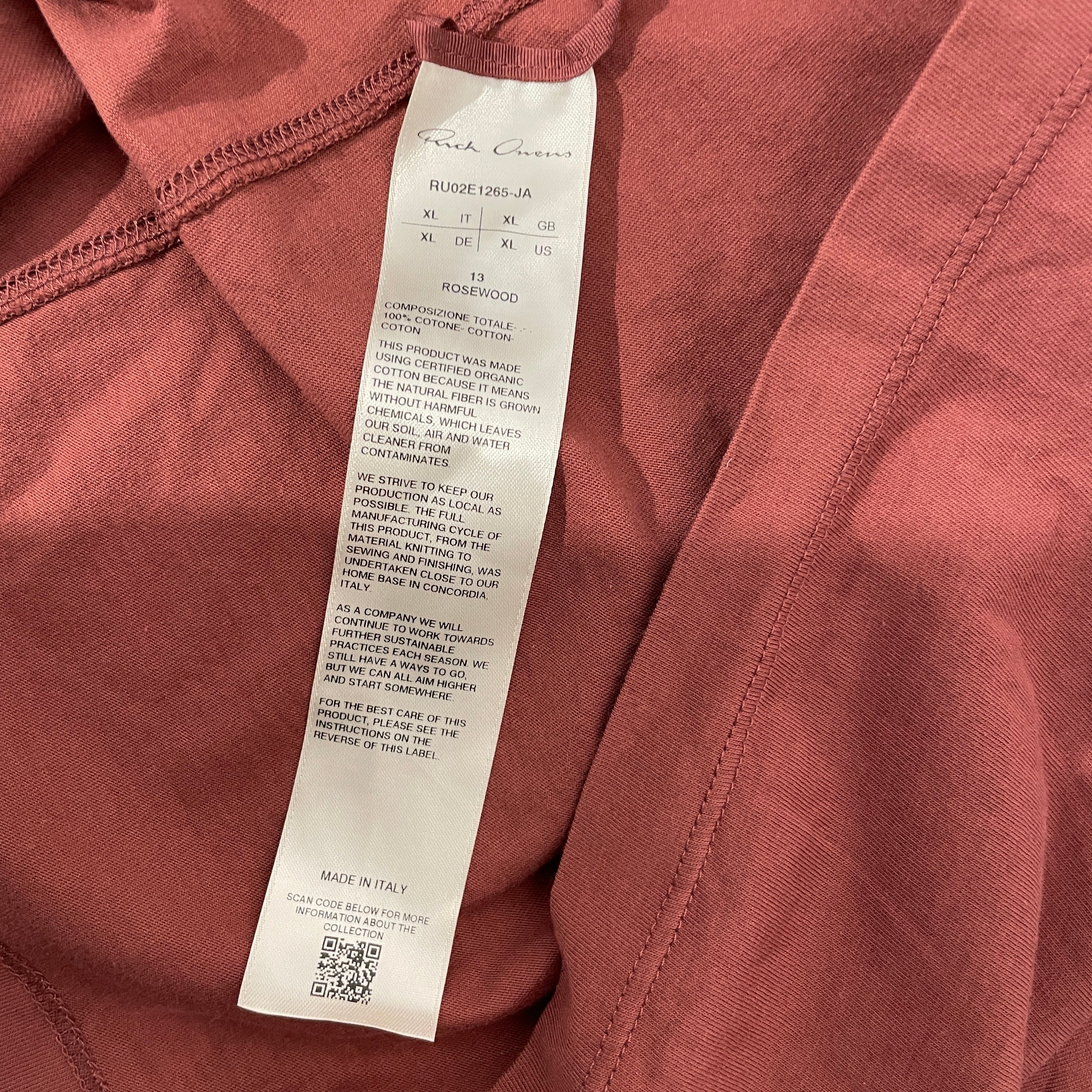 Rick Owens/T-Shirt/XL/Cotton/RED/FW25 Concordians Level Tee view 4