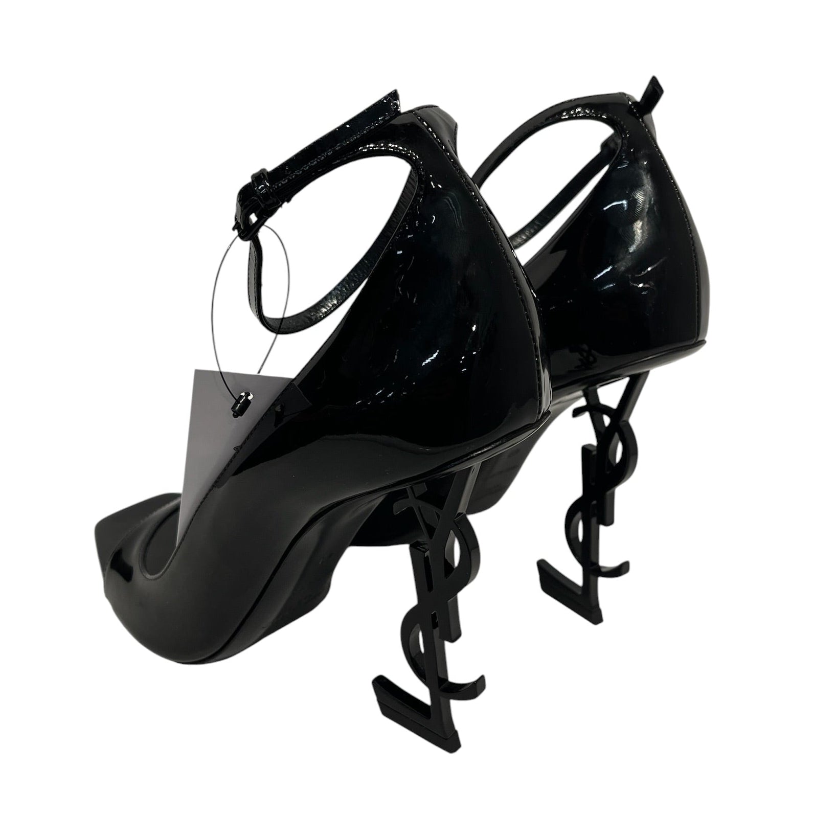 SAINT LAURENT/Heels/EU 40/Leather/BLK/Opyum Leather heel YSL heel view 2