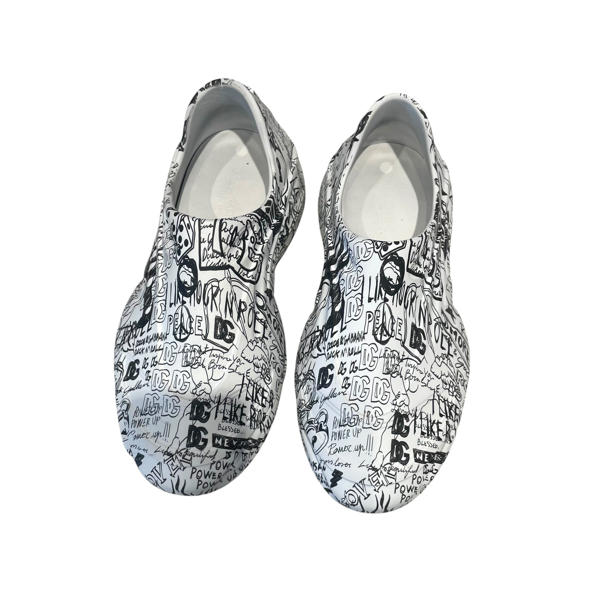 DOLCE&GABBANA/Low-Sneakers/EU 42/Graphic/Cotton/WHT/D&G Graffiti Sneakers view 4