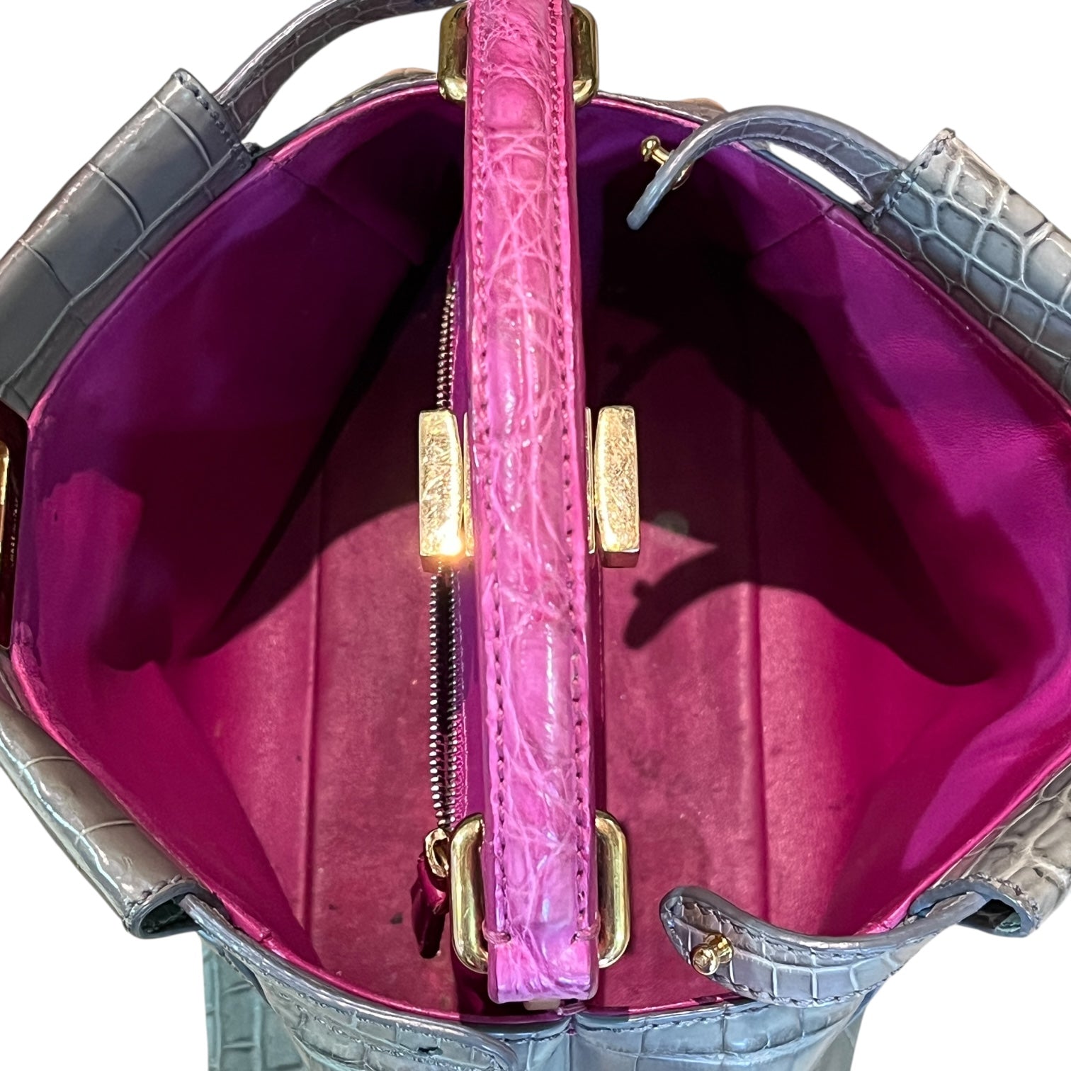 FENDI/Cross Body Bag/Animal Pattern/Leather/GRY/PEEKABOO CROCODILE view 6