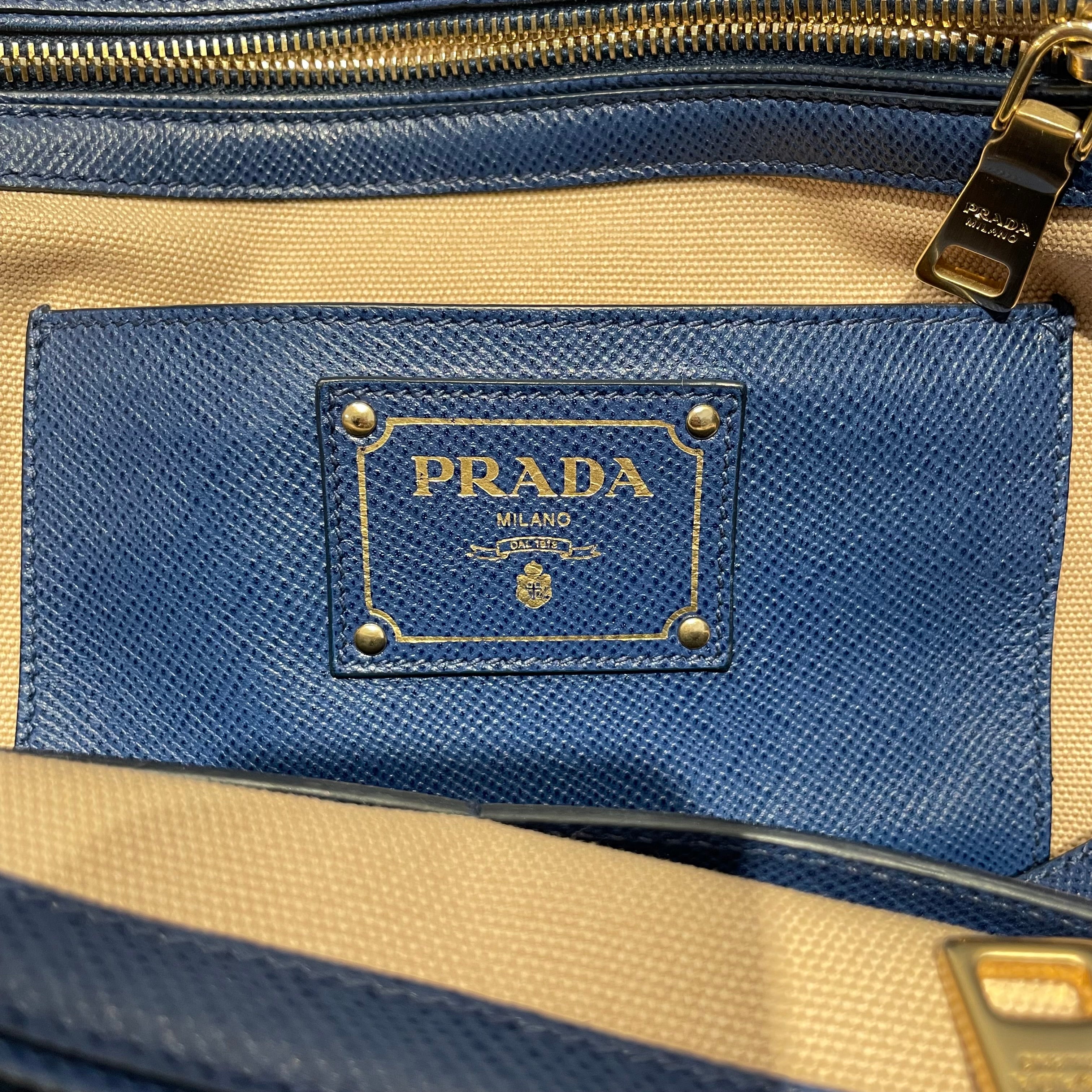 PRADA/Tote Bag/Leather/NVY/Cuir Frame COnvertible Tote view 5