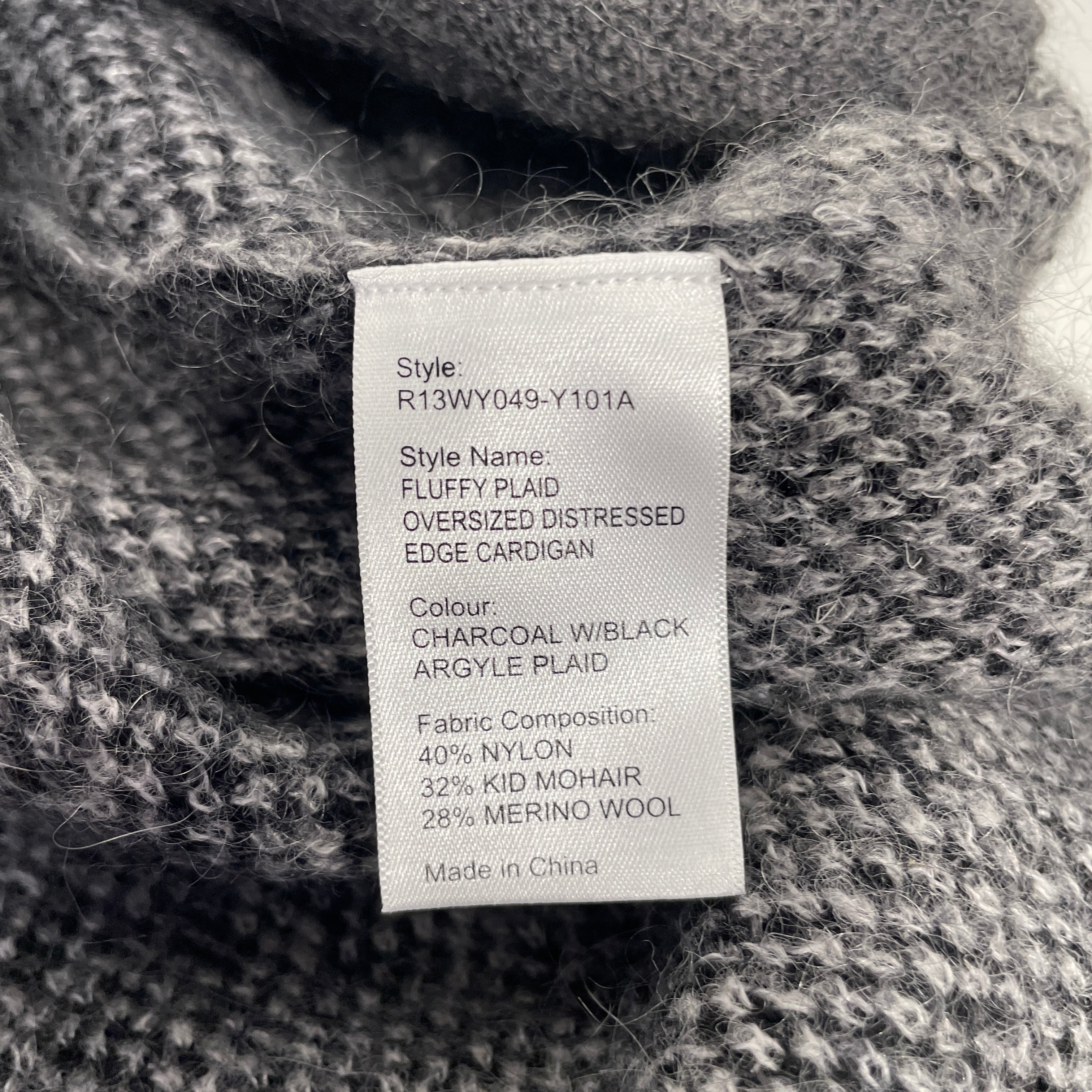 R13/Cardigan/XS/All Over Print/Mohair/GRY/ view 4