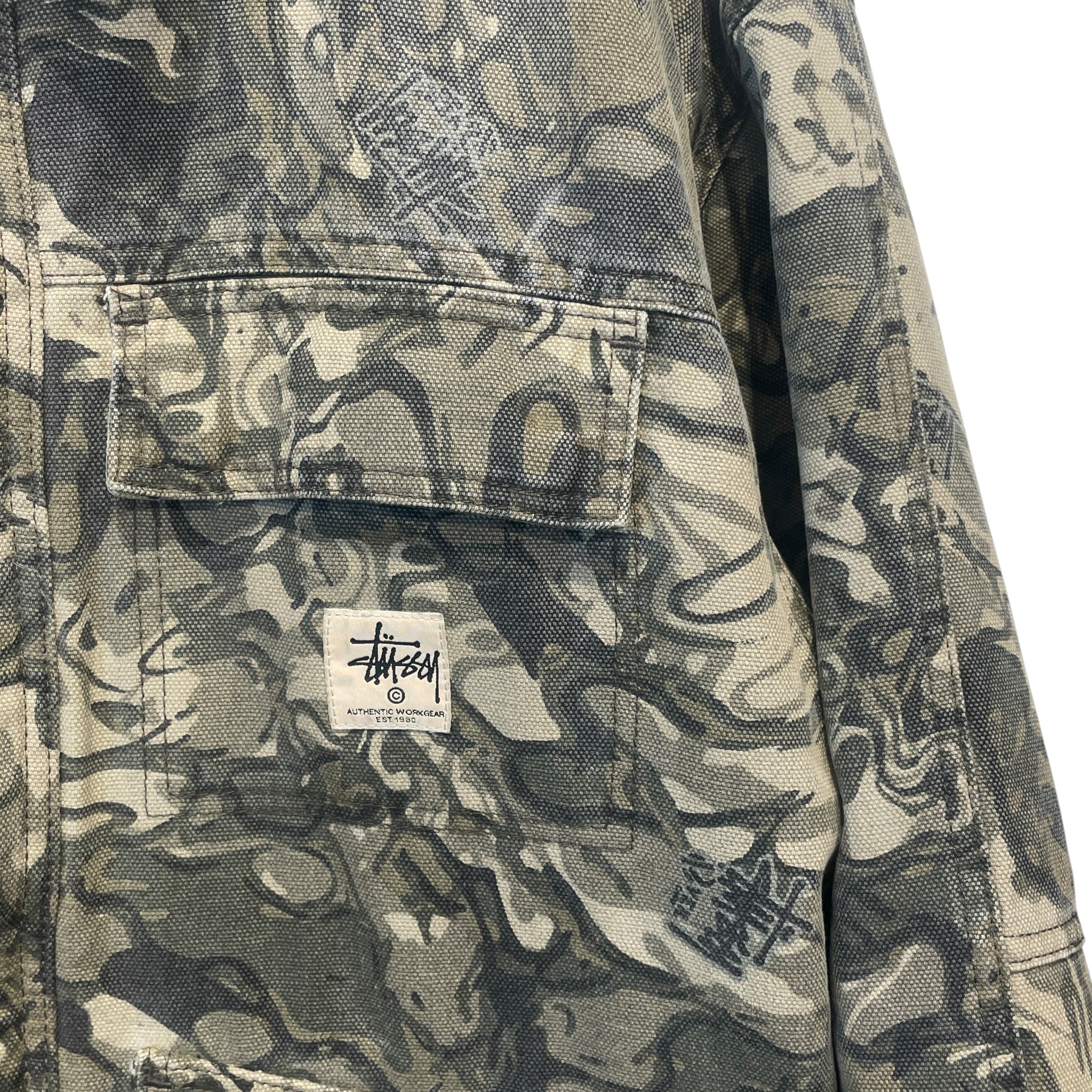 STUSSY/Jacket/L/Cotton/GRN/Camouflage/WORKGEAR/BROWN COLLAR view 2