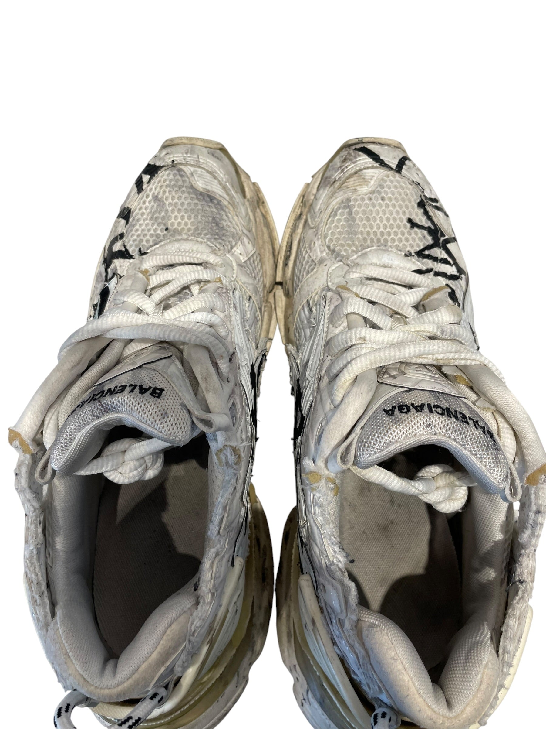 BALENCIAGA/Low-Sneakers/US 11/All Over Print/Leather/WHT/Graffiti Distressed view 5