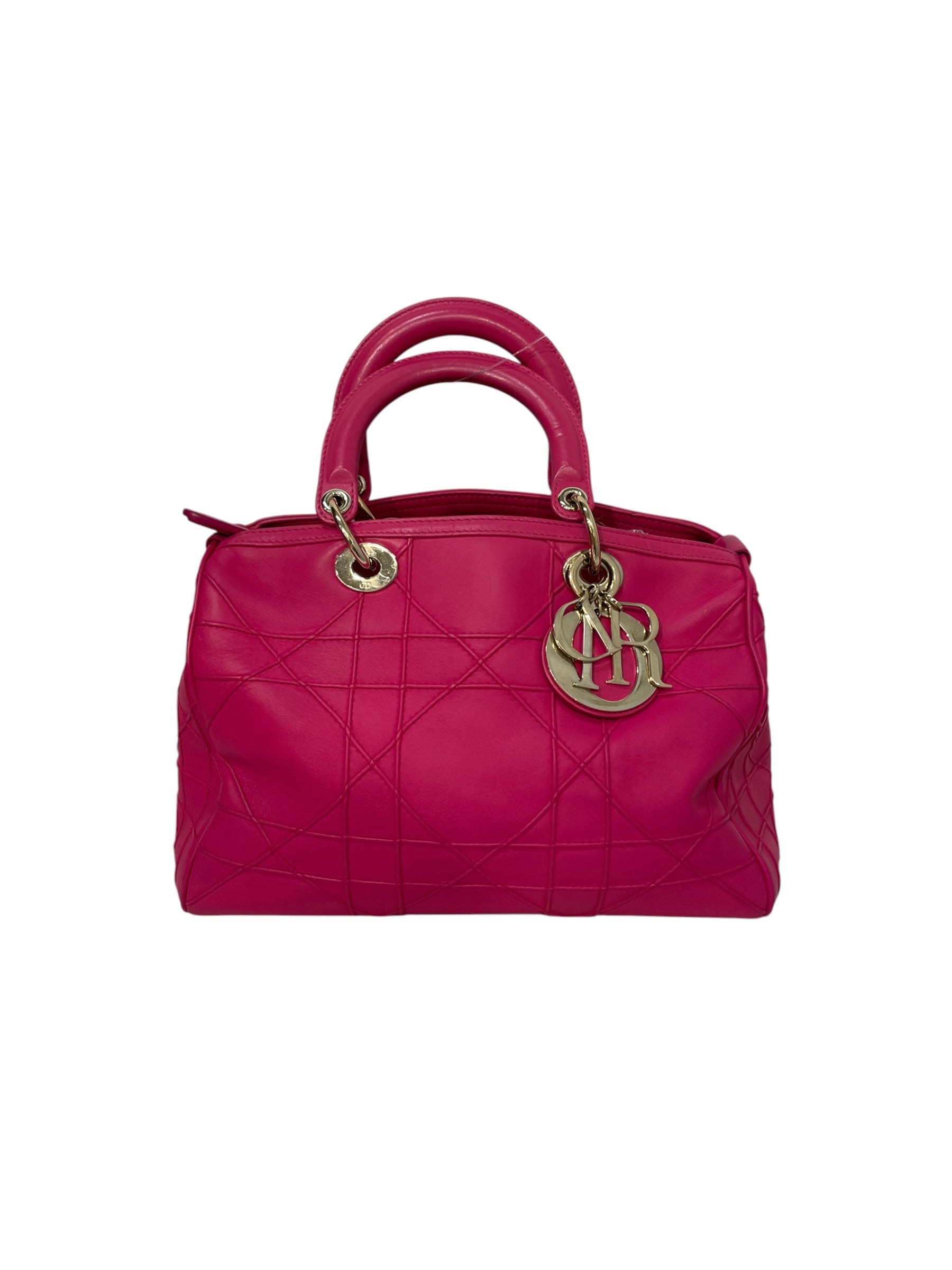 Christian Dior/Boston Bag/Leather/Pink/17-BO-0173 piping details view 1