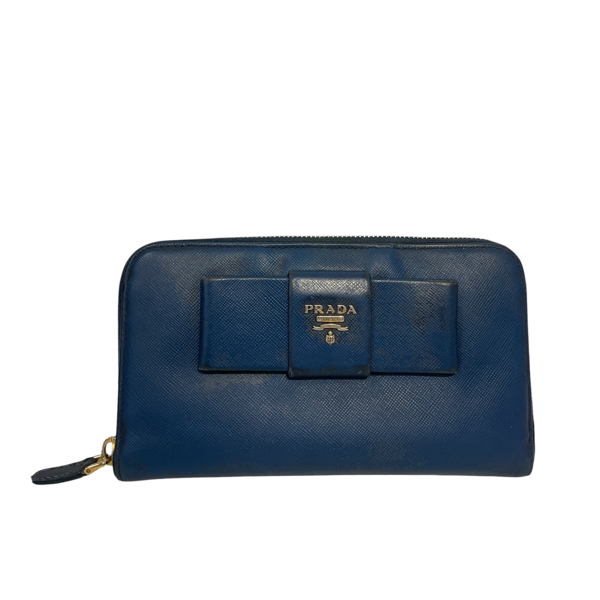 PRADA/Long Wallet/Leather/BLU/L's/DJV6CGB, BOW view 1