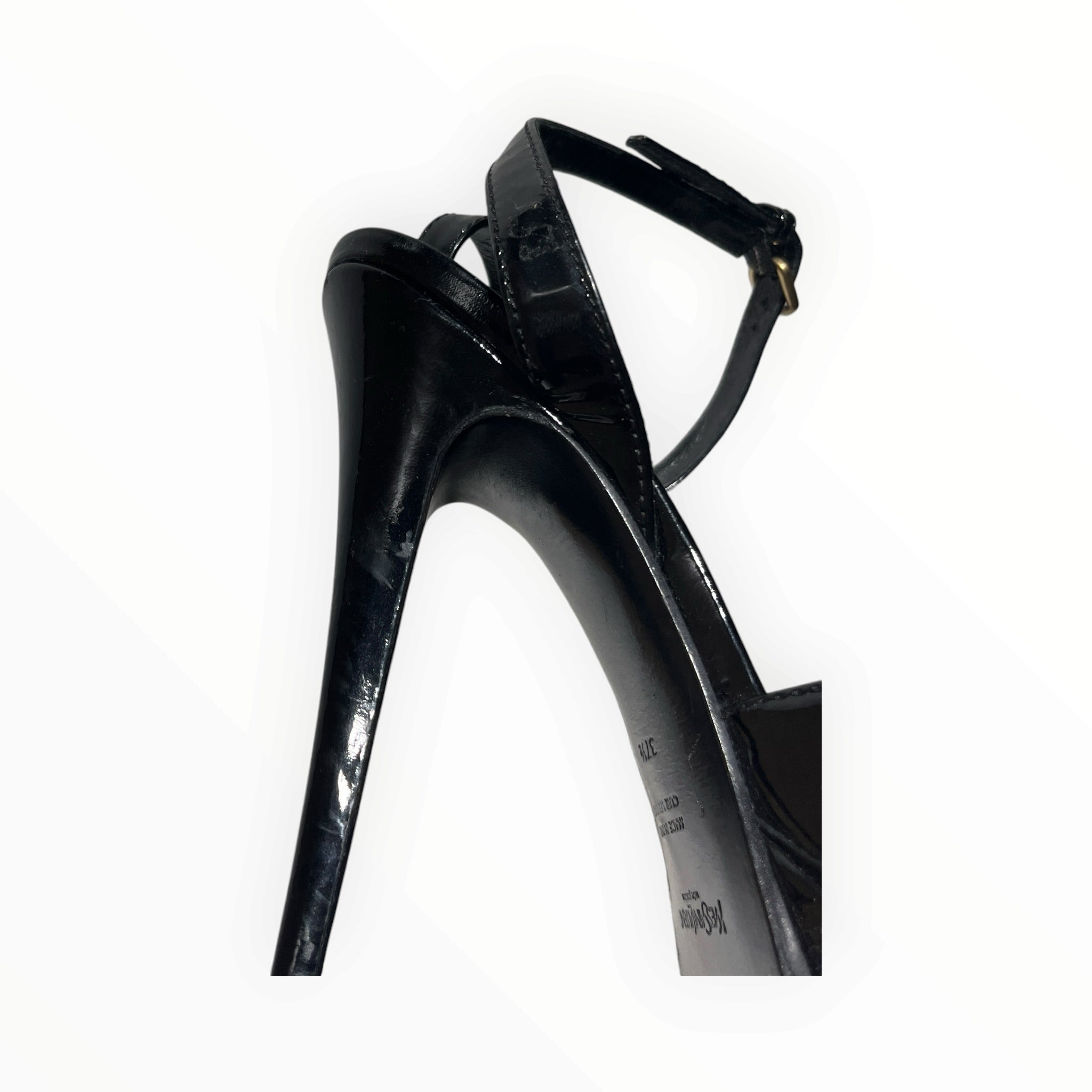 YVES SAINT LAURENT/Heels/EU 37.5/Leather/BLK/patent bow accent view 11