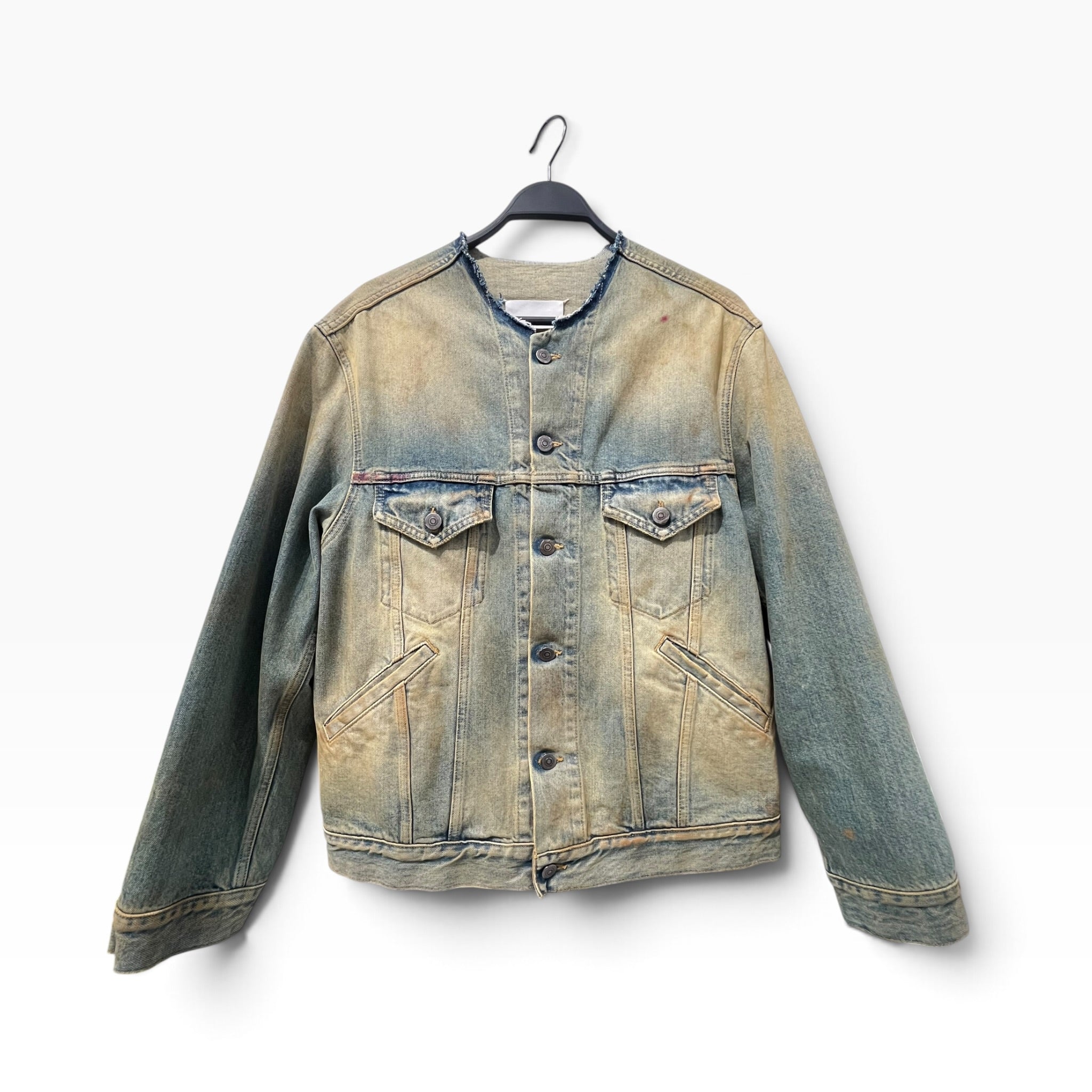 Maison Margiela/Denim Jkt/50/Cotton/IDG/Single Breasted/MUD WASH COLARLESS view 1