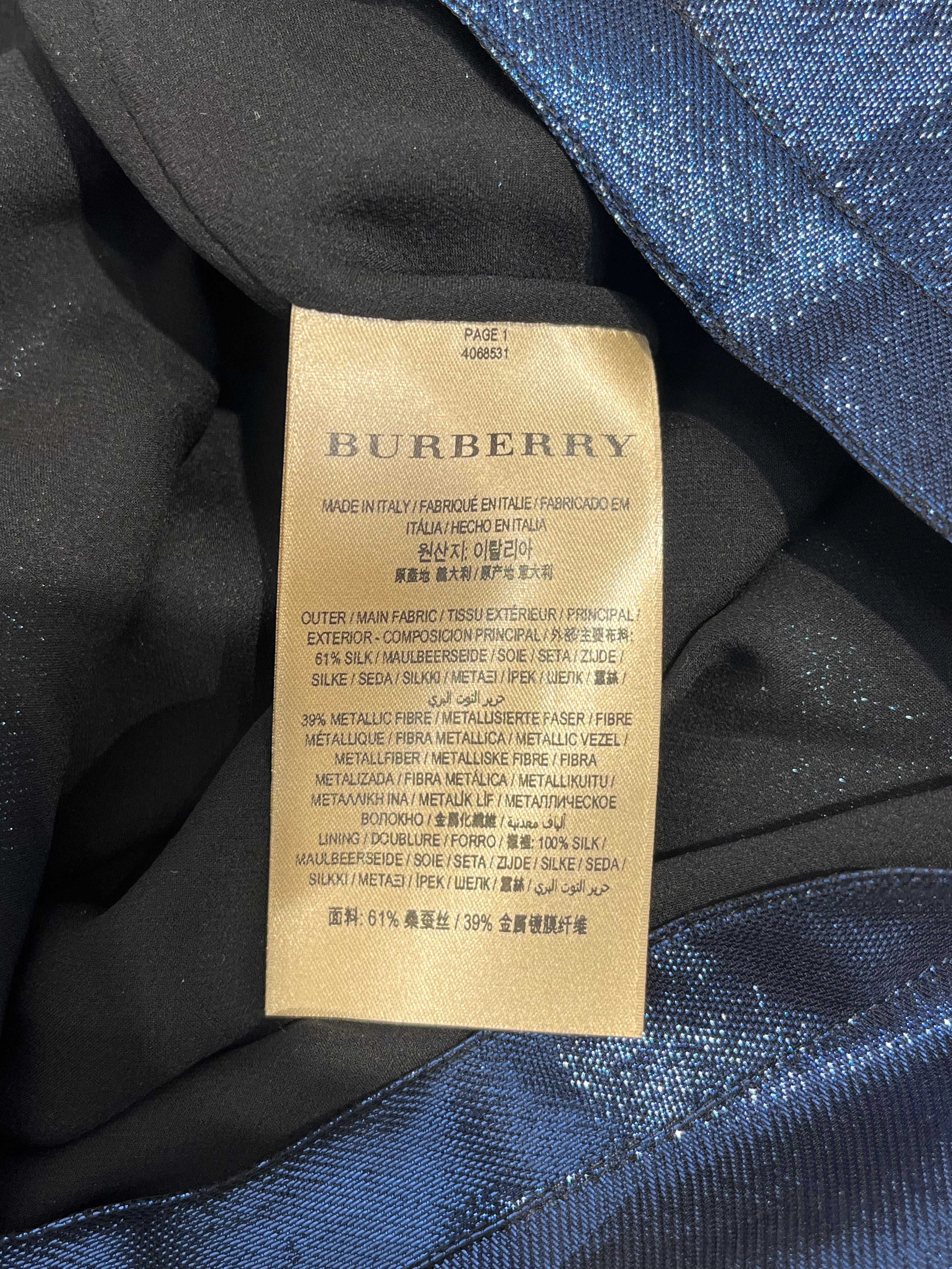 BURBERRY/Long Skirt/4/Silk/BLU/BLUE SMIMMERY SILK LONG SKIRT view 4