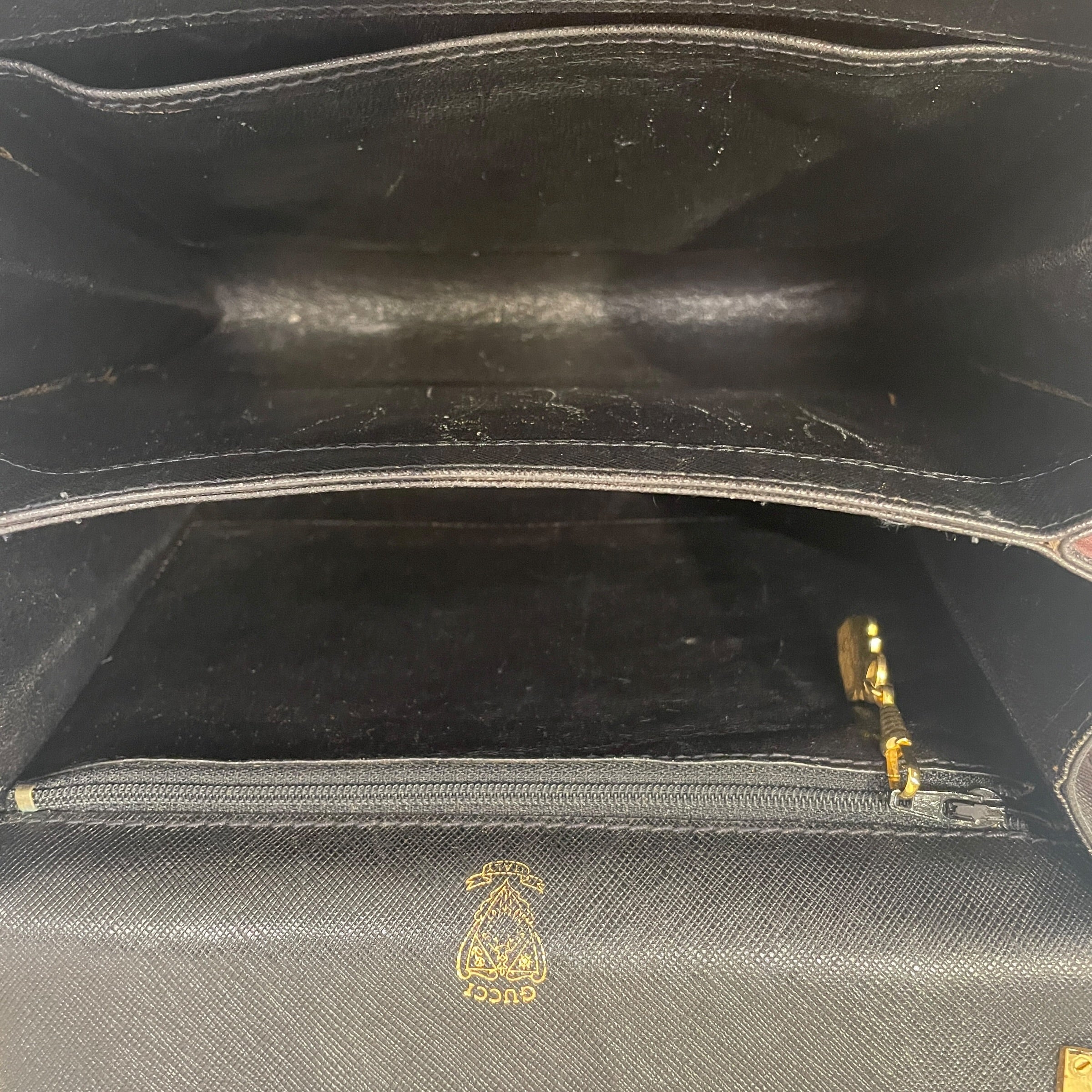 GUCCI/Hand Bag/Leather/BLK/1970s Top Handle Bag view 5