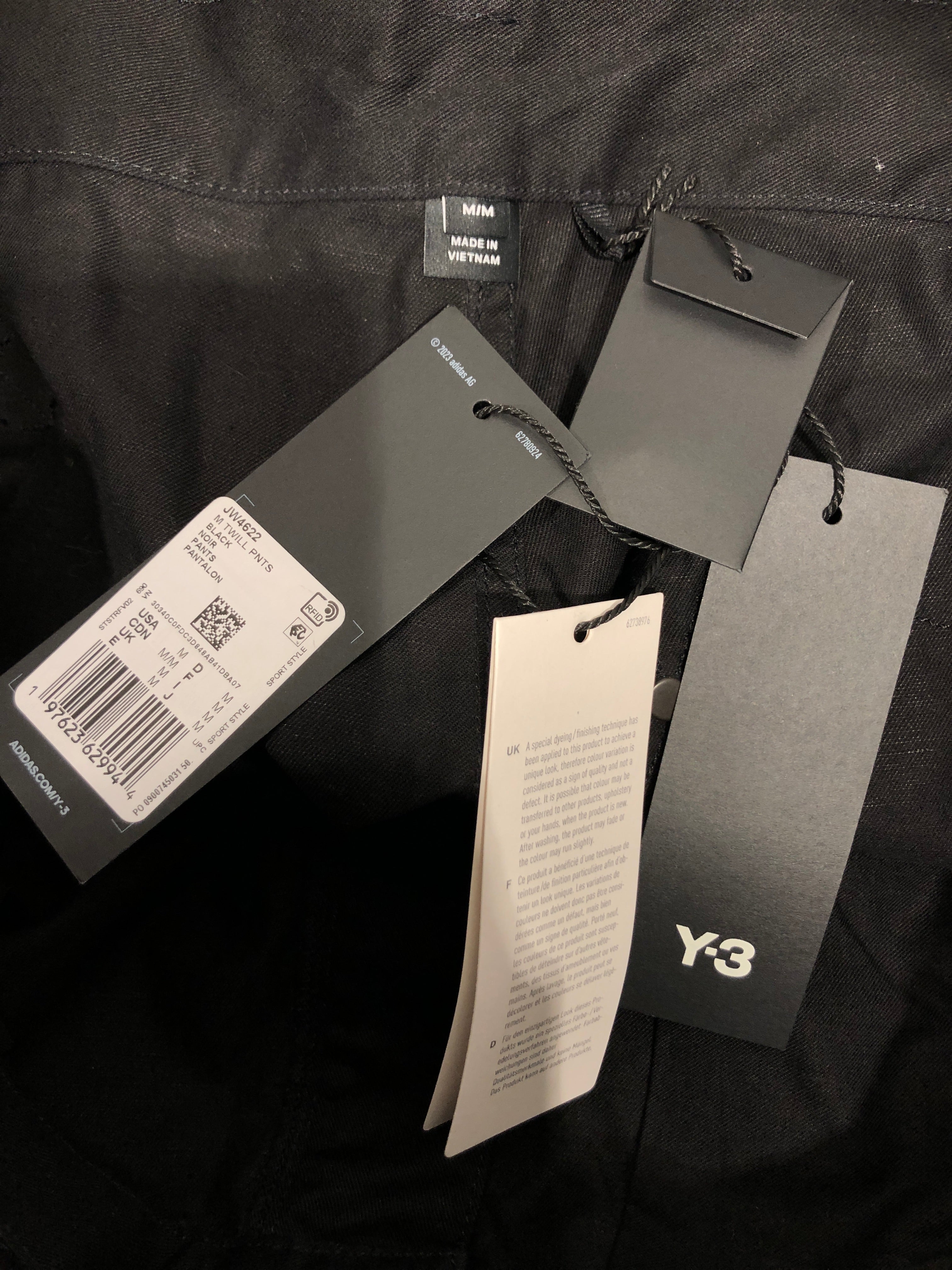 Y-3/Carpenter Pants/M/Cotton/BLK/double knee view 3