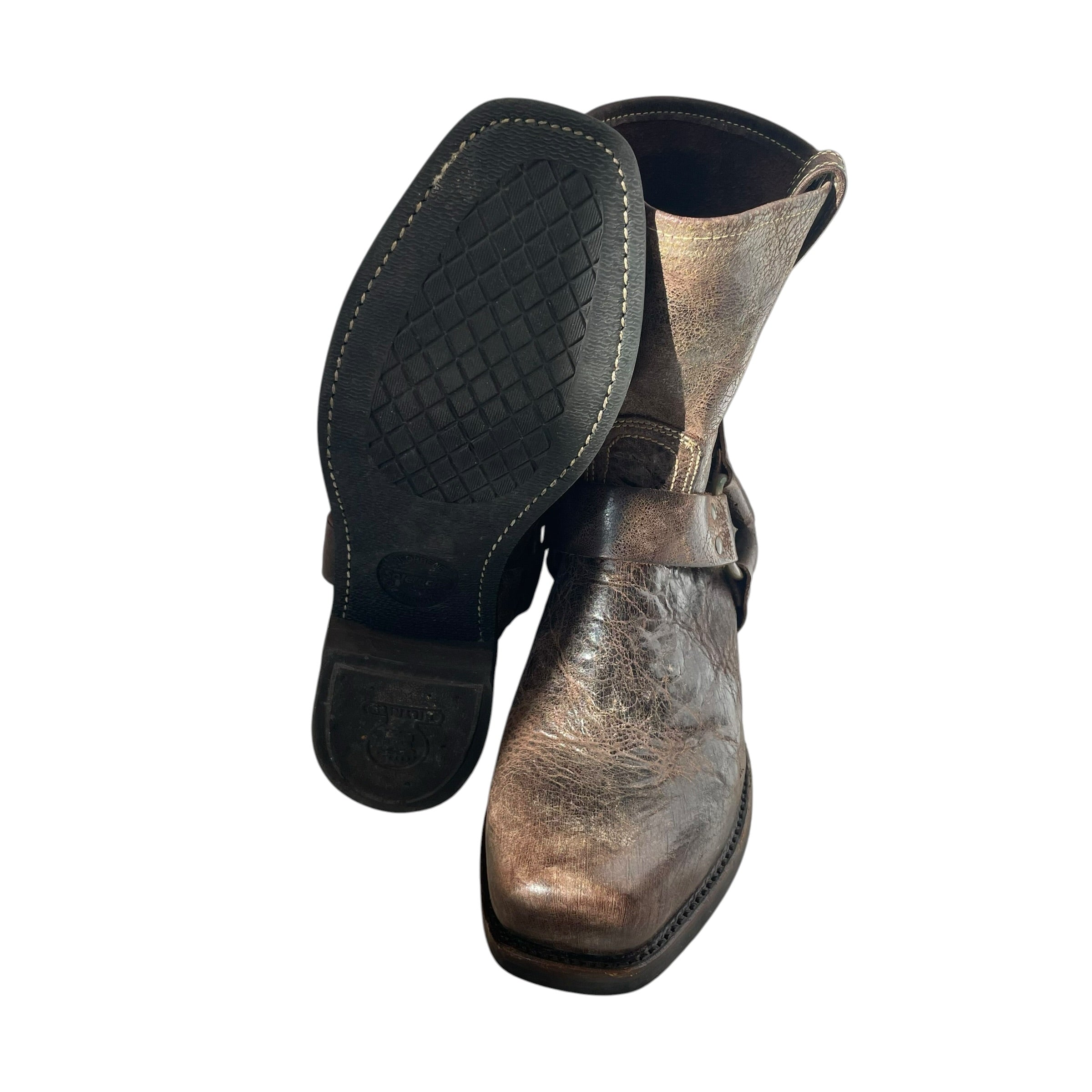 FRYE/Biker Boots/US 10/Leather/BRW/M291067/gld-detail/distressed view 3