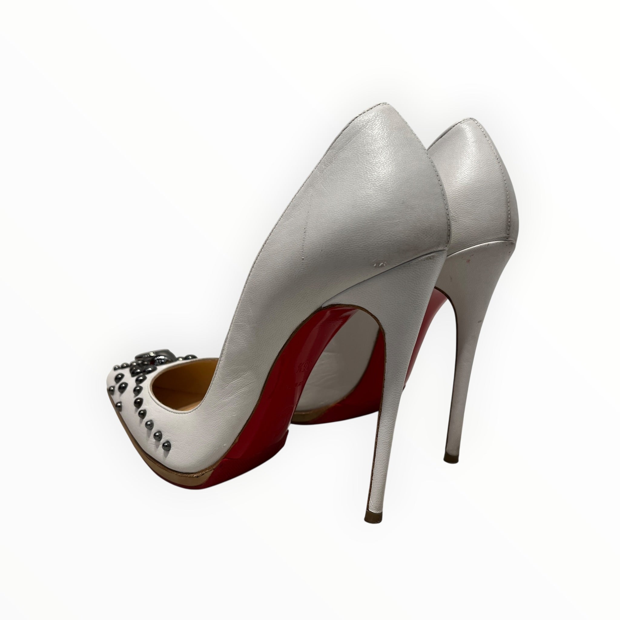 Christian Louboutin/Heels/EU 36.5/Leather/WHT/STUDDED/POINT TOE view 2