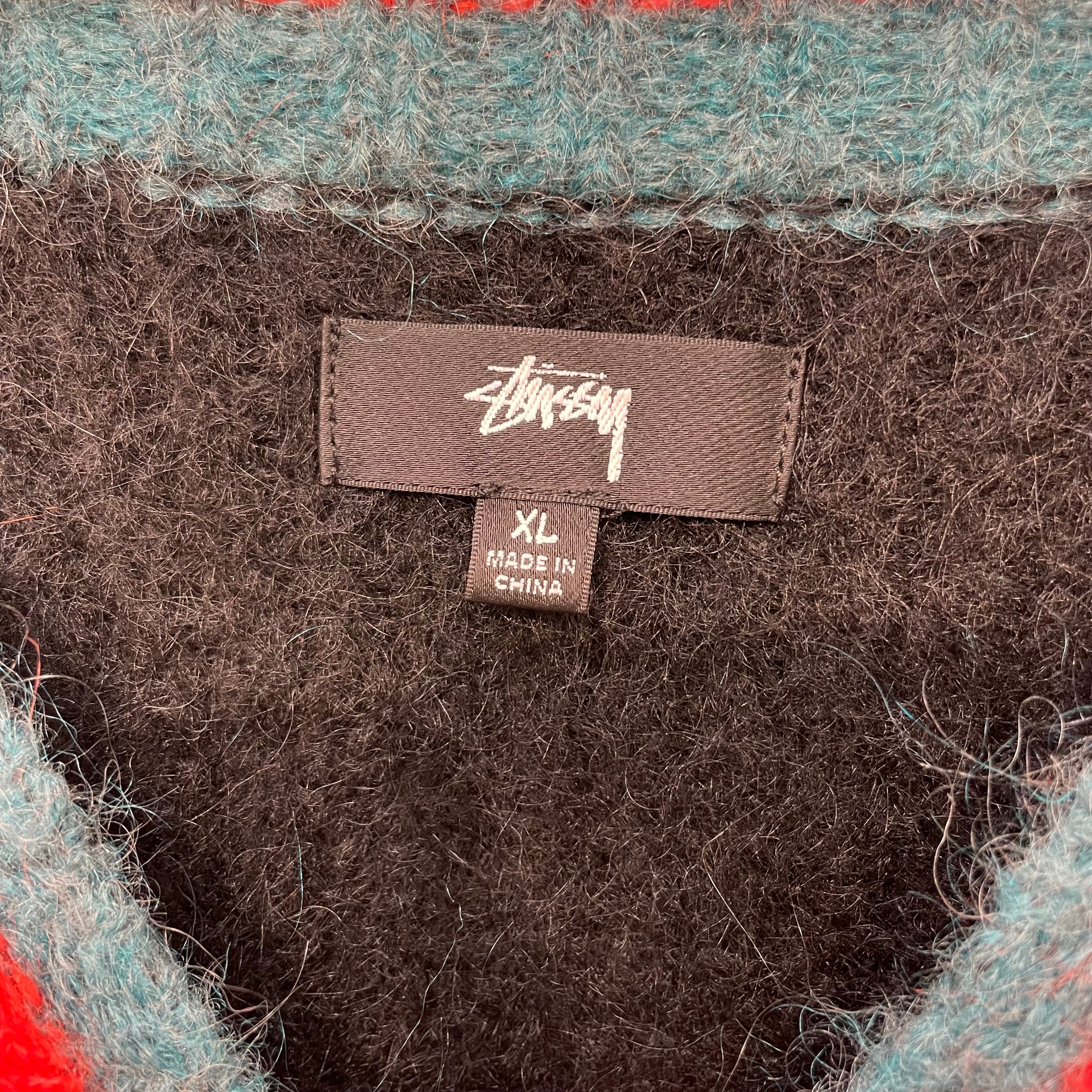 STUSSY/Sweater/XL/Wool/BLK/mohair tennis sweater view 3