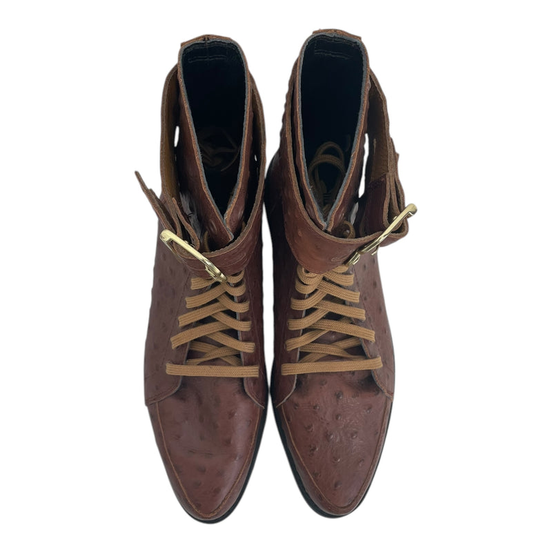 JEREMY SCOTT/adidas/Lace Up Boots/US 7.5/BRW/pointed toe buckle ankle