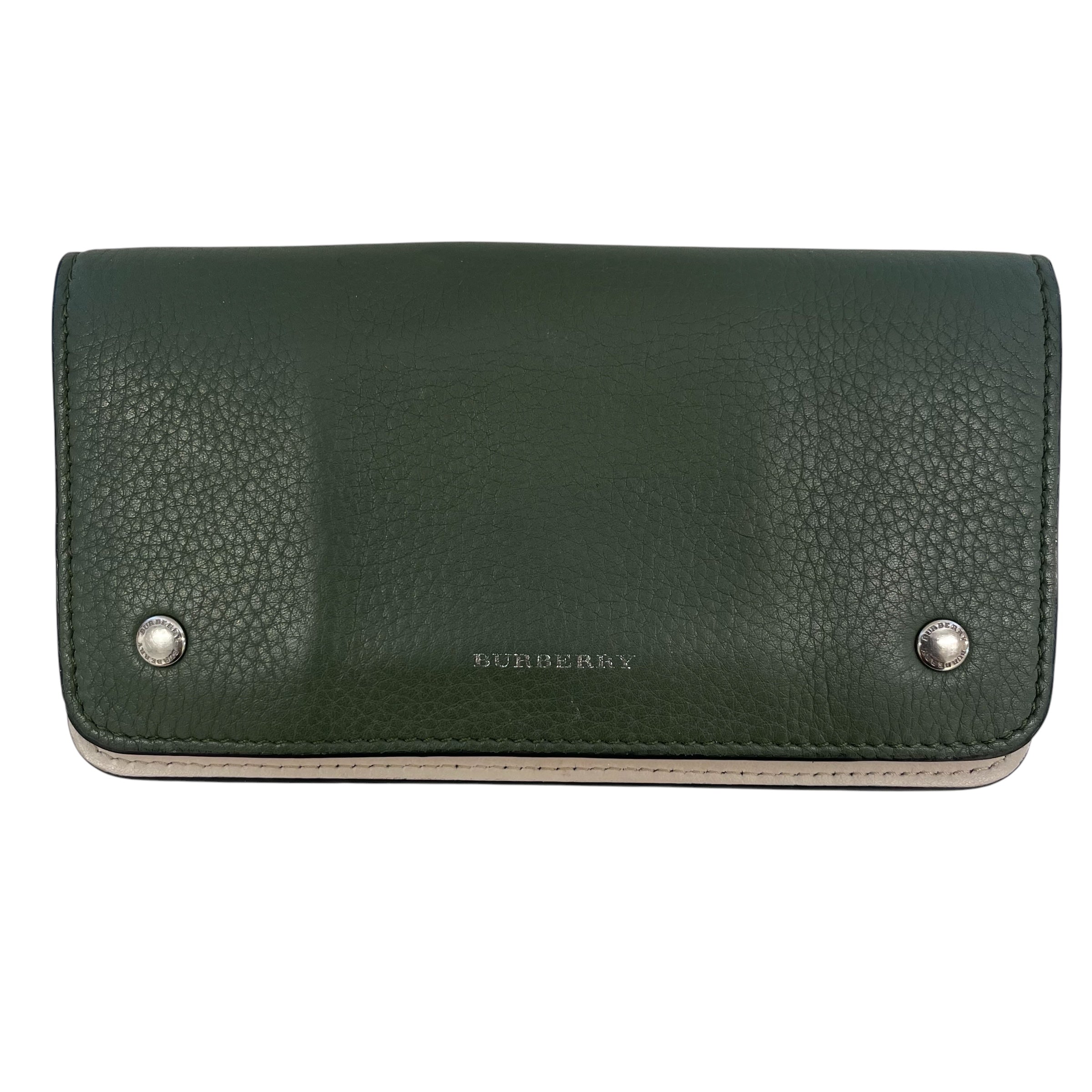 BURBERRY/Wallet/Leather/GRN/L's/BIFOLD/BEIGE INSIDE view 1