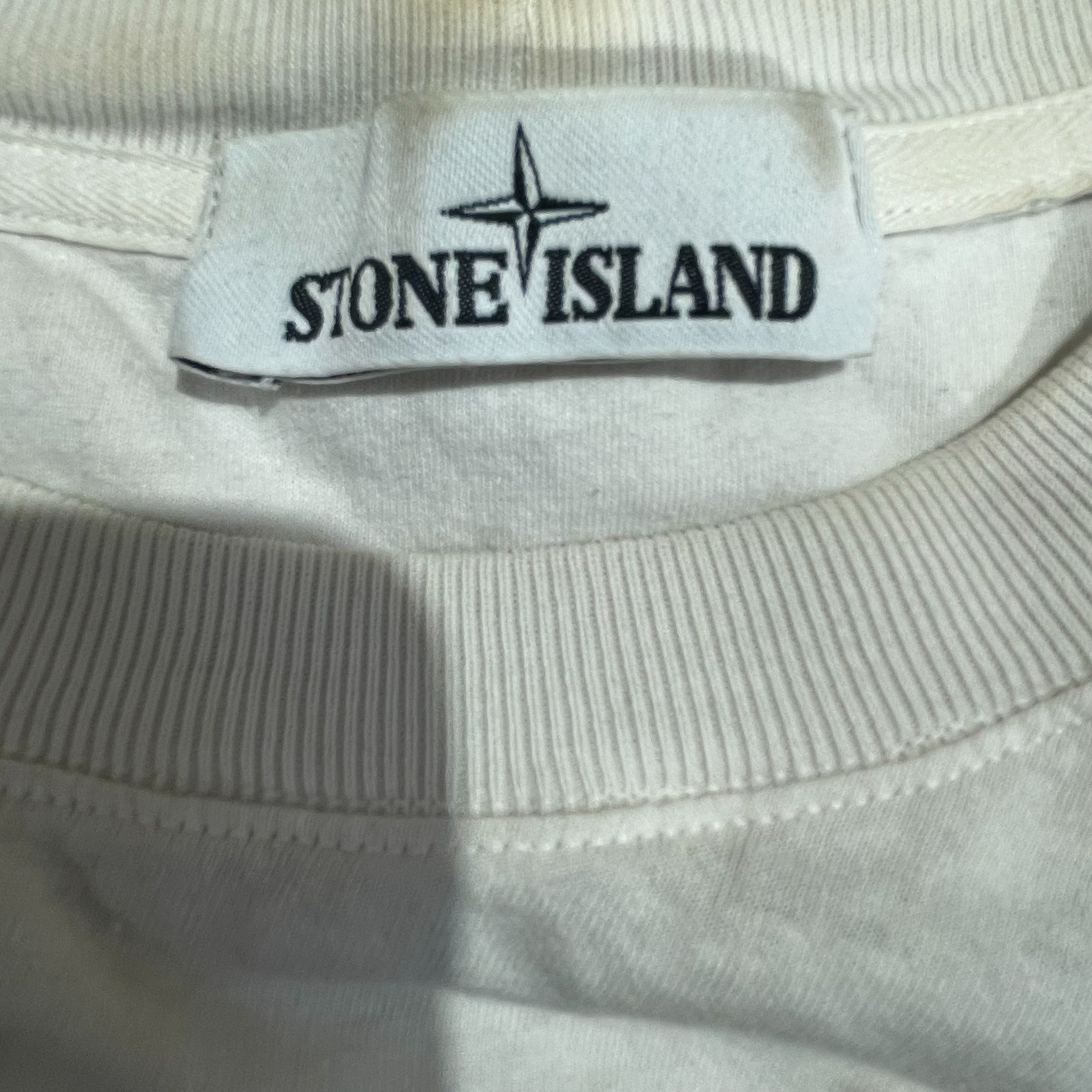 STONE ISLAND/LS T-Shirt/XL/Cotton/WHT/Crewneck Jersey view 3
