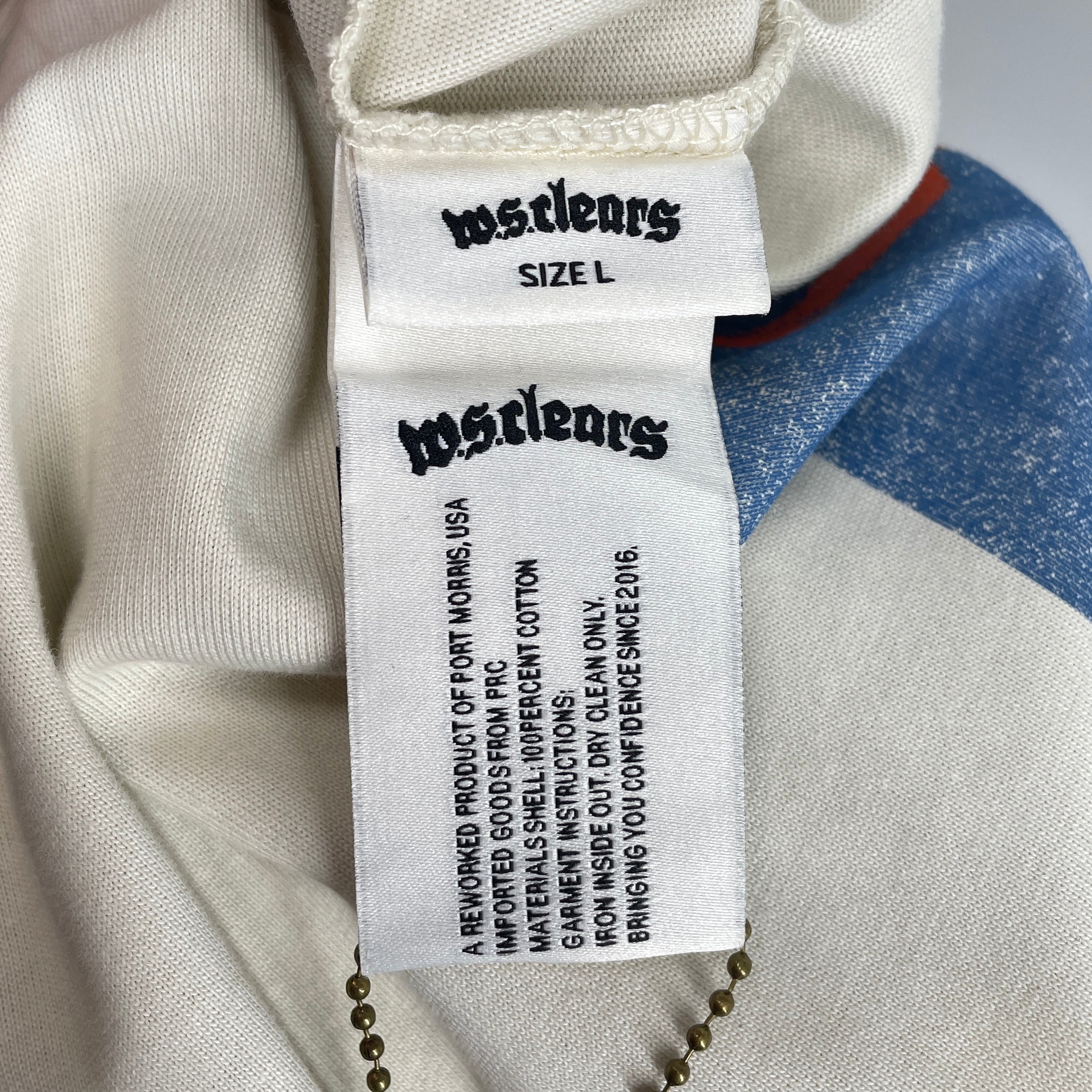 WHEN SMOKE CLEARS/T-Shirt/L/Cotton/WHT/Graphic/BLU/ORG/RHINSTONE view 4