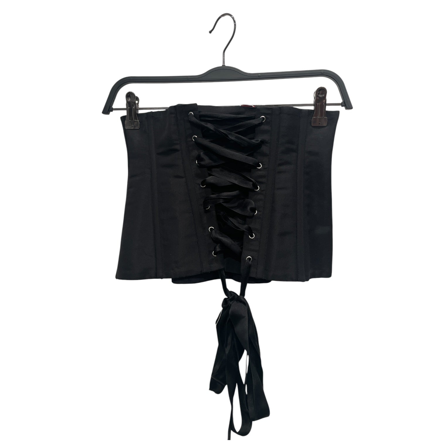 THOM BROWNE. NEW YORK/Shirt/SS/Cotton/BLK/THOM B NY CORSET LACEUP BACK view 2