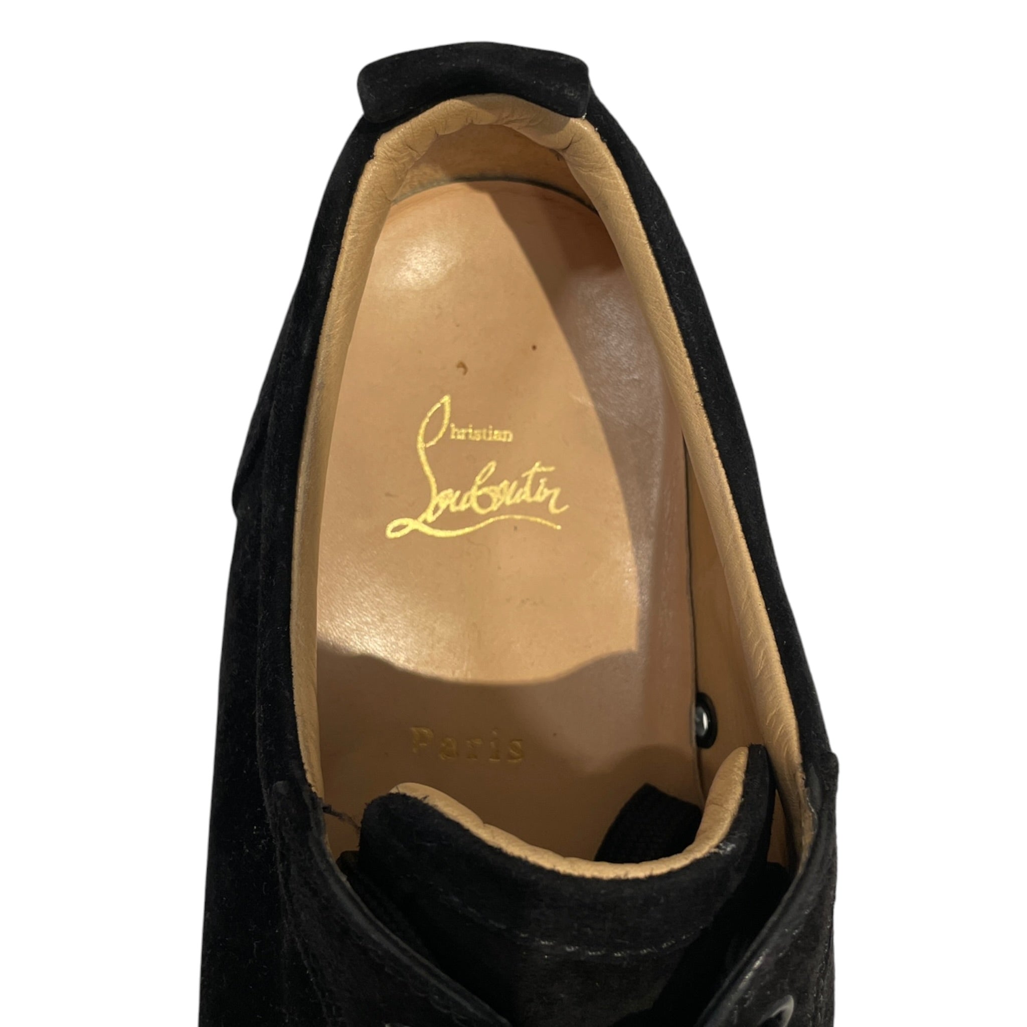 Christian Louboutin/Low-Sneakers/US 11/Suede/BLK/BLACK ON BLACK/SPIKES/RED BTTM view 3