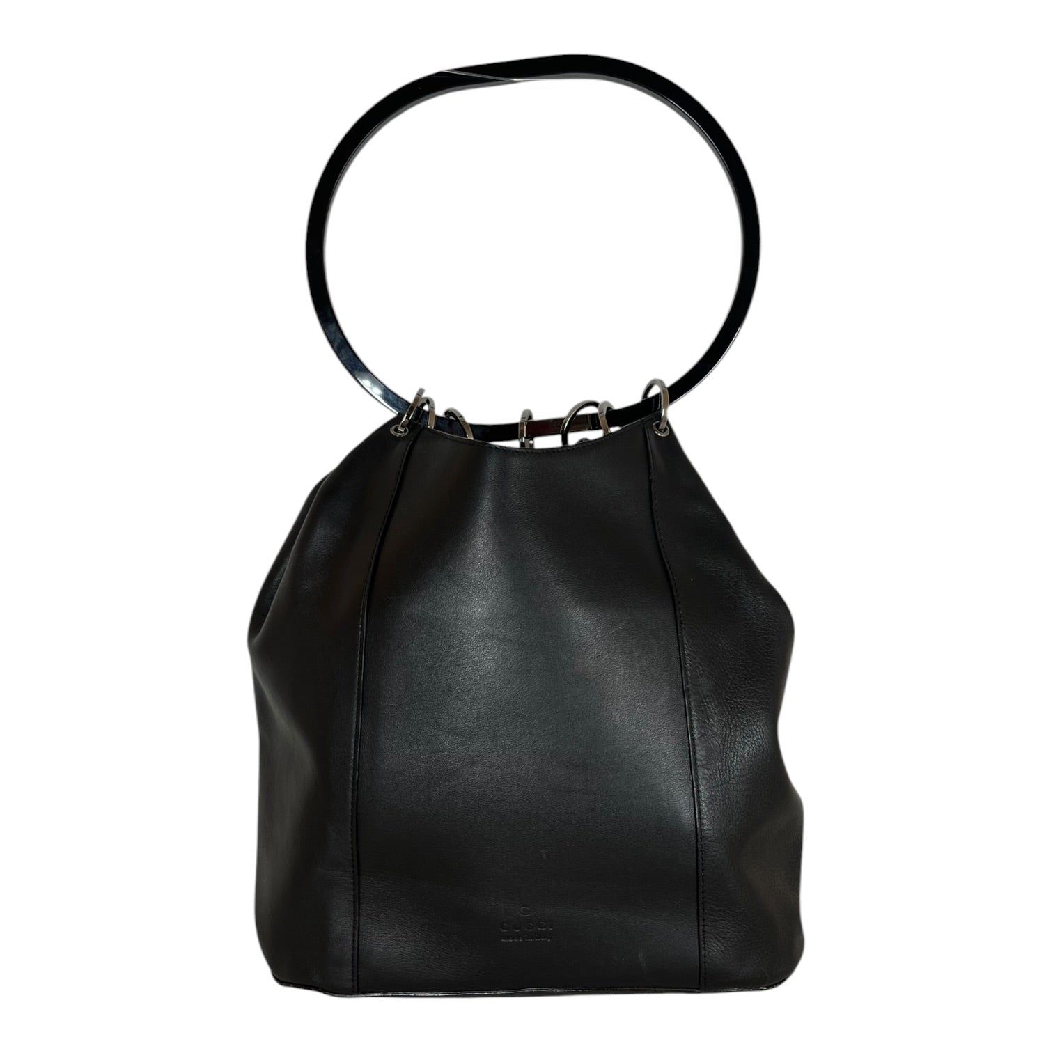 GUCCI/Hand Bag/Leather/BLK/1999 Ring Handle Bag view 1