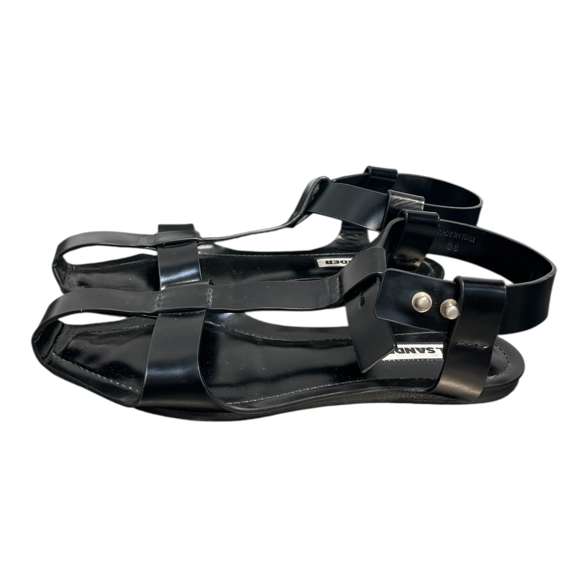 JIL SANDER/Sandals/EU 38/Faux Leather/BLK/EXCESS LEATHER SANDAL view 3